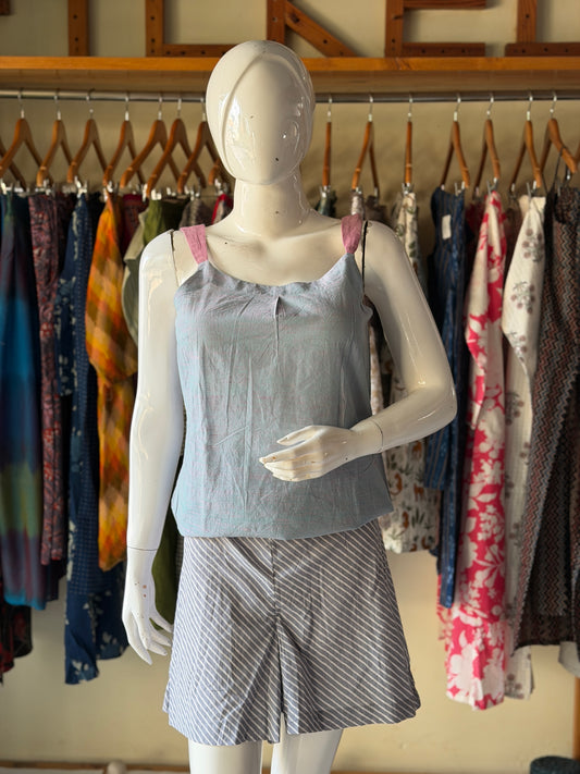 Pinkish grey cotton sleeveless top
