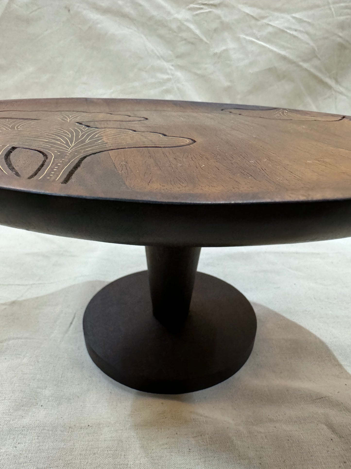 Wooden brass inlay work handcrafted cake stand