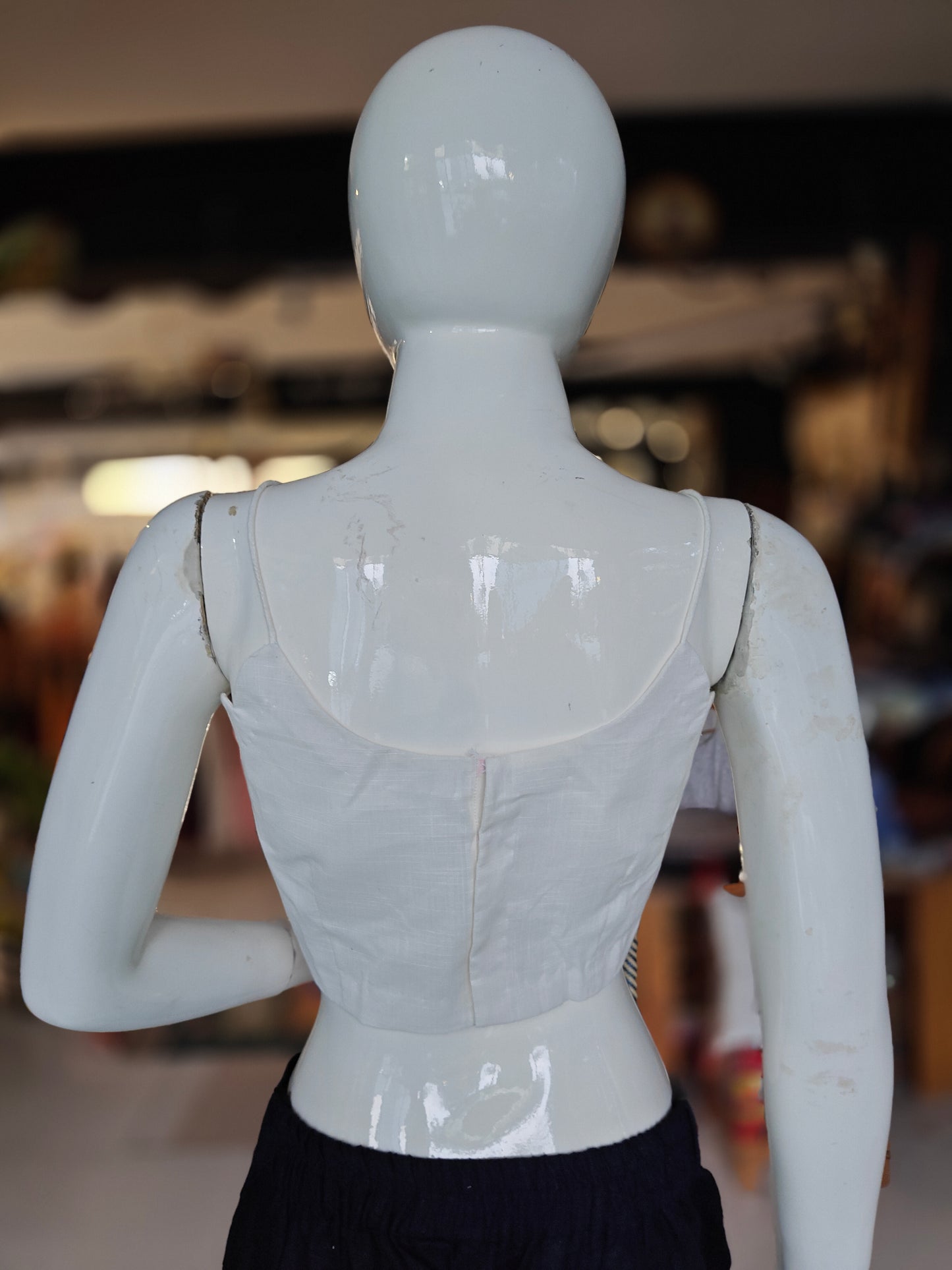 Noodle strap cotton blouse - with lining and pads