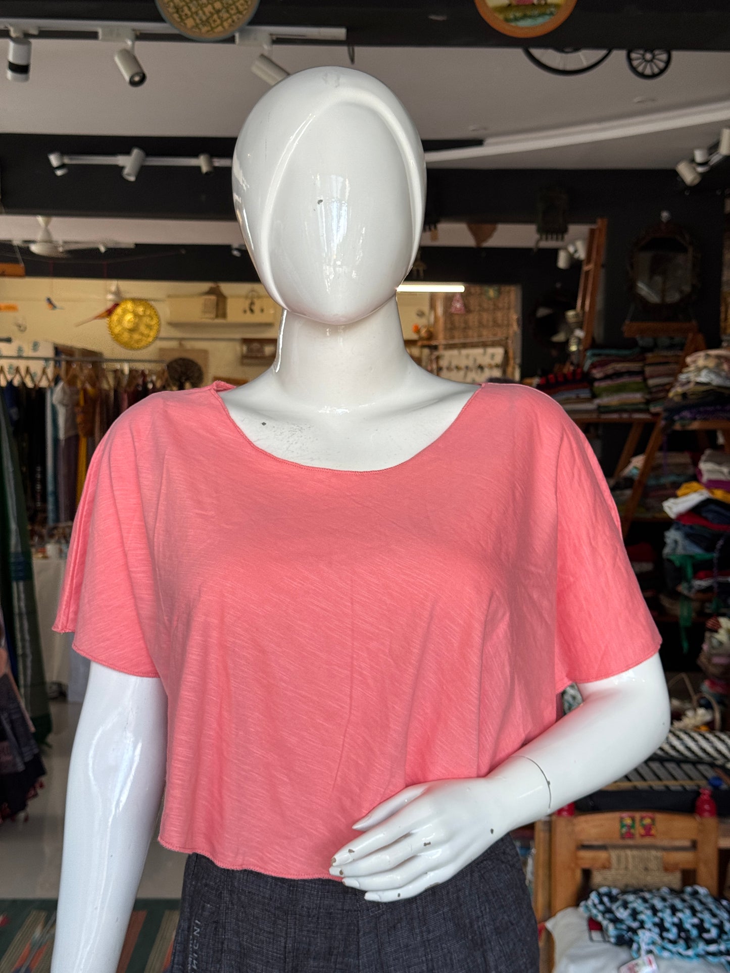 Knit cotton cape style crop top -  free size stretchable