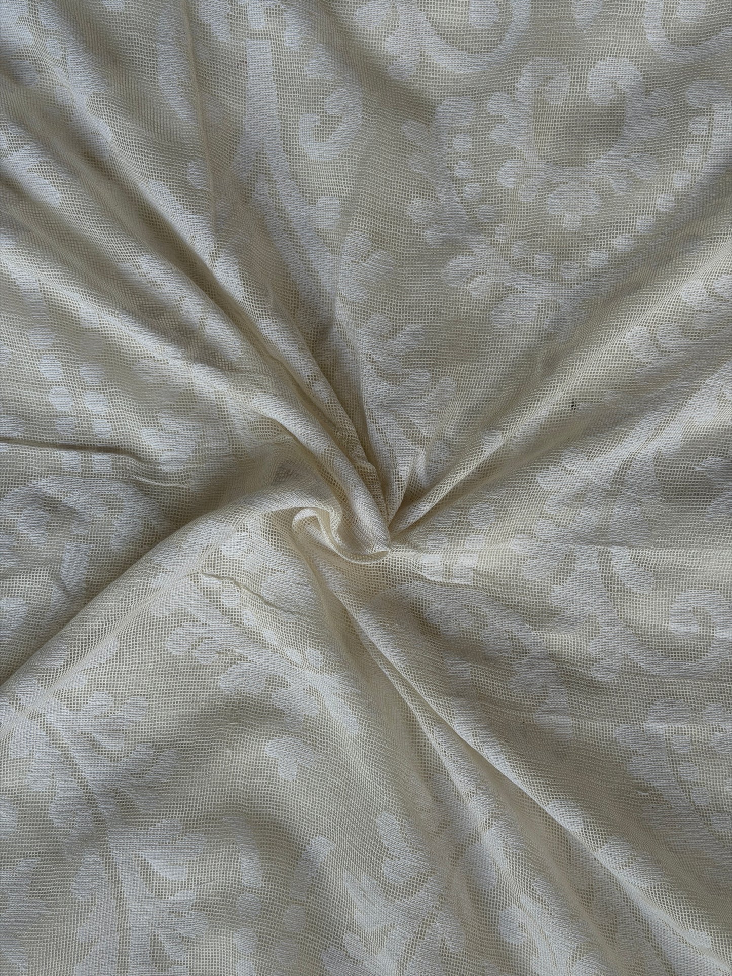 Off white banaras cotton cut work fabric