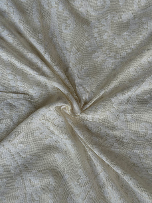 Off white banaras cotton cut work fabric