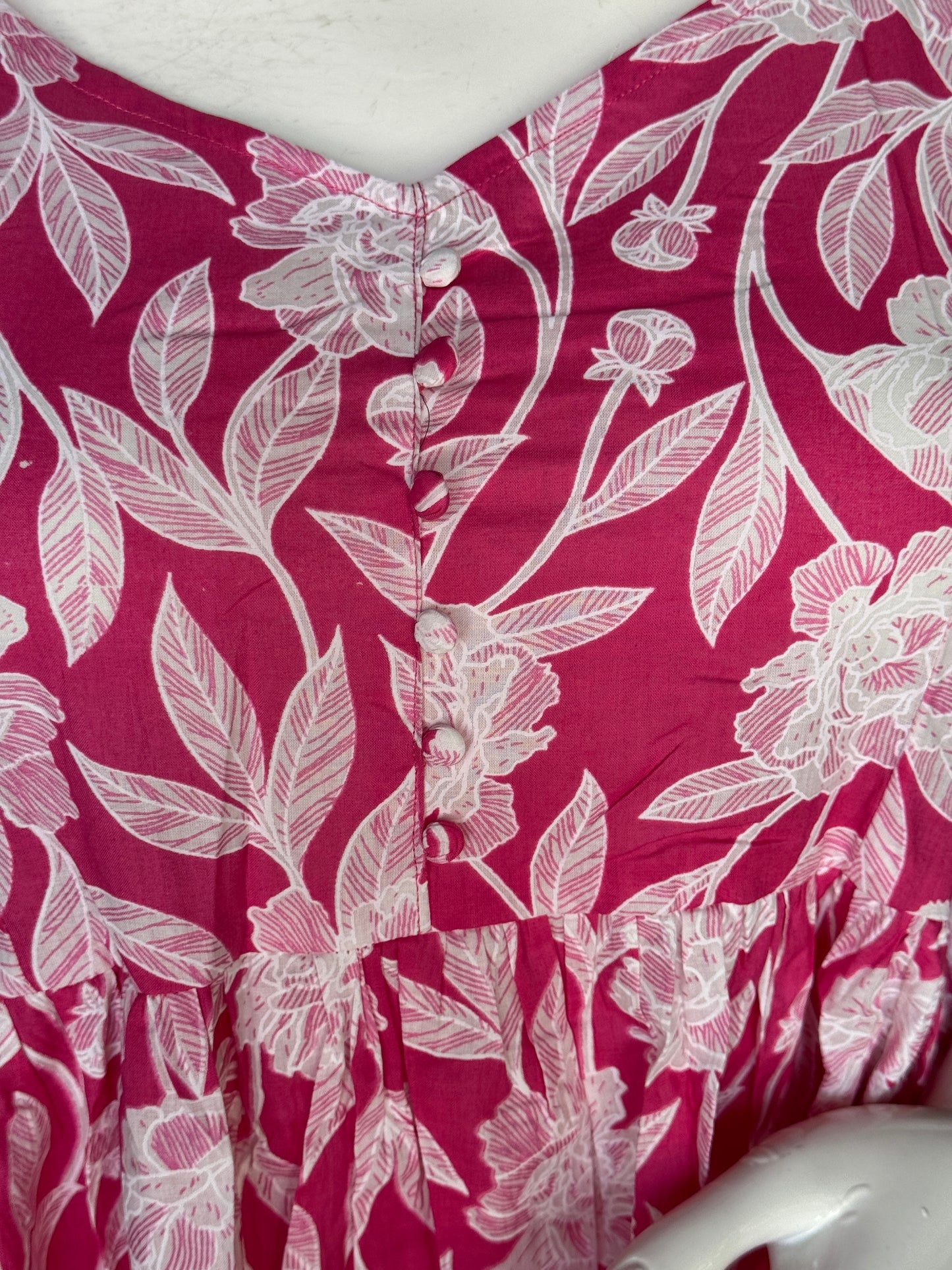Pink floral printed strappy cotton dress