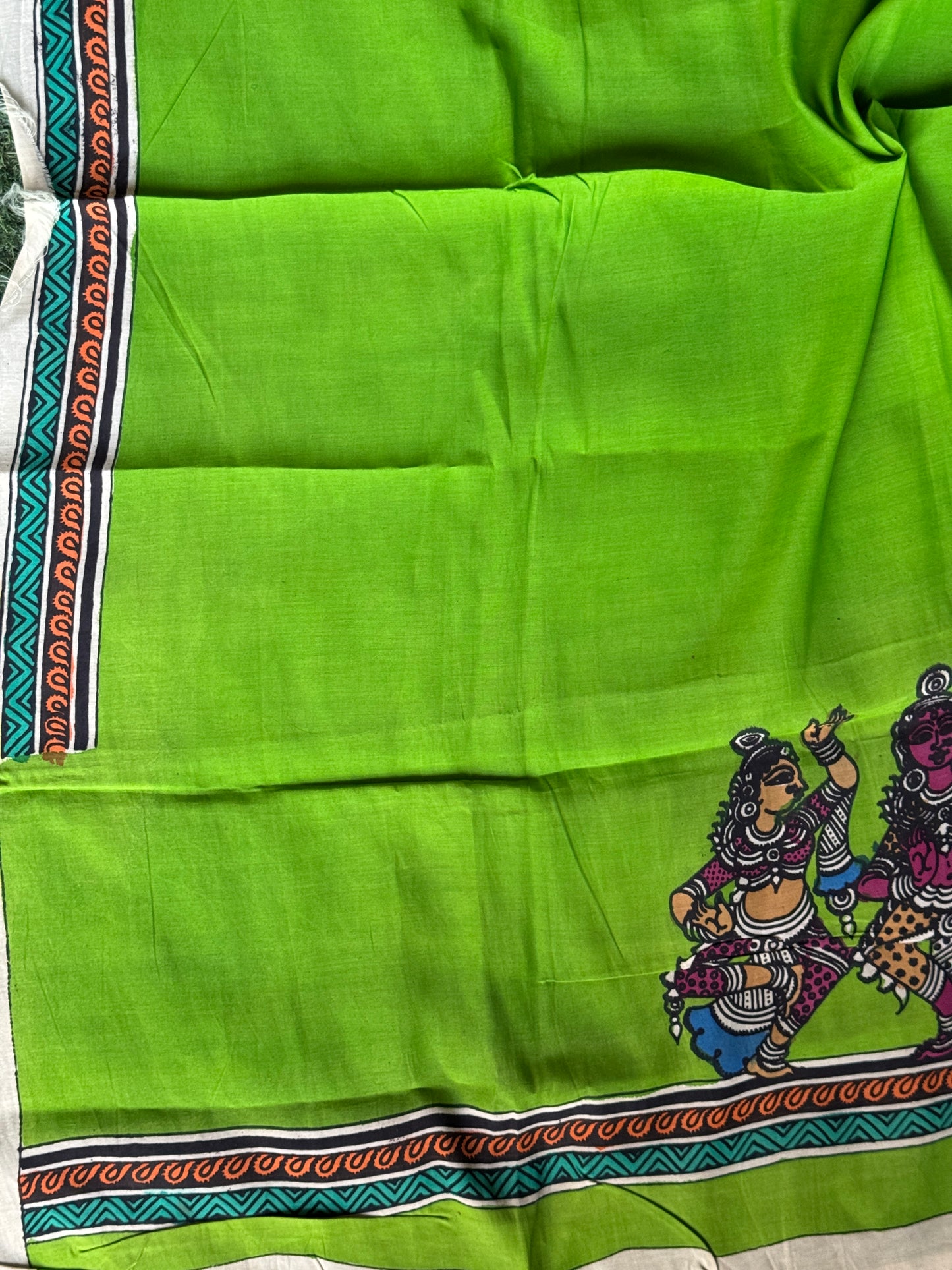 Silk Pen Kalamkari handpainted unstitched blouse piece with border - multiple designs n colors available