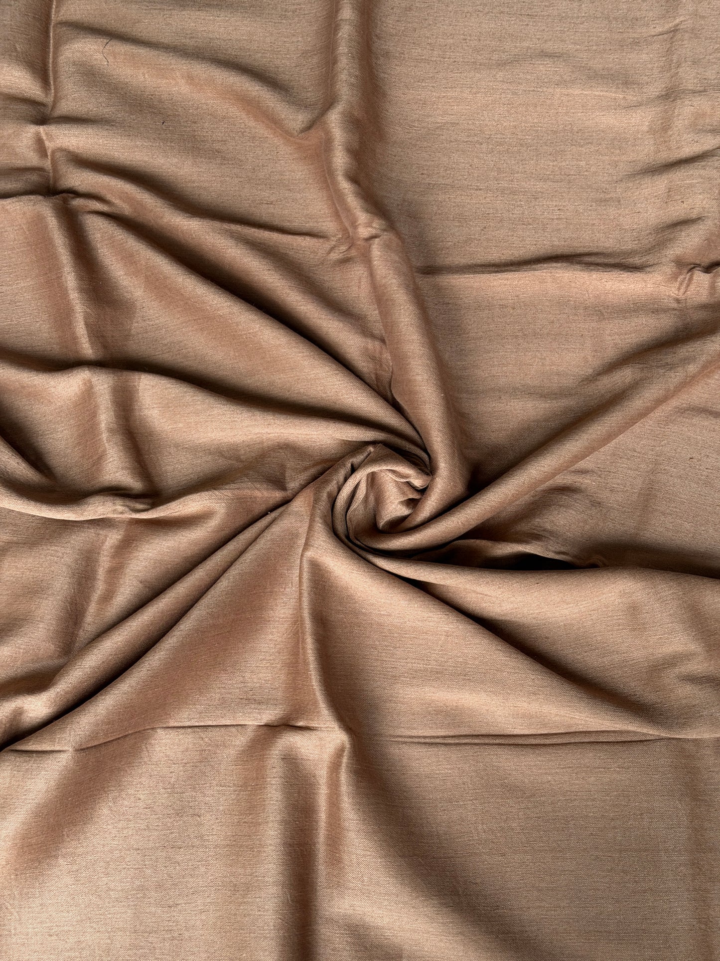 Brown handwoven silk x hand spun cotton fabric