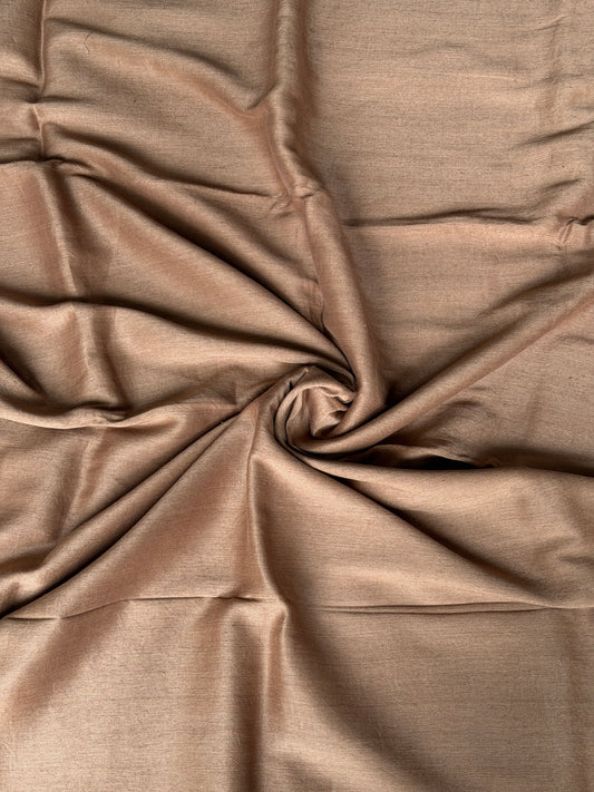 Brown handwoven silk x hand spun cotton fabric