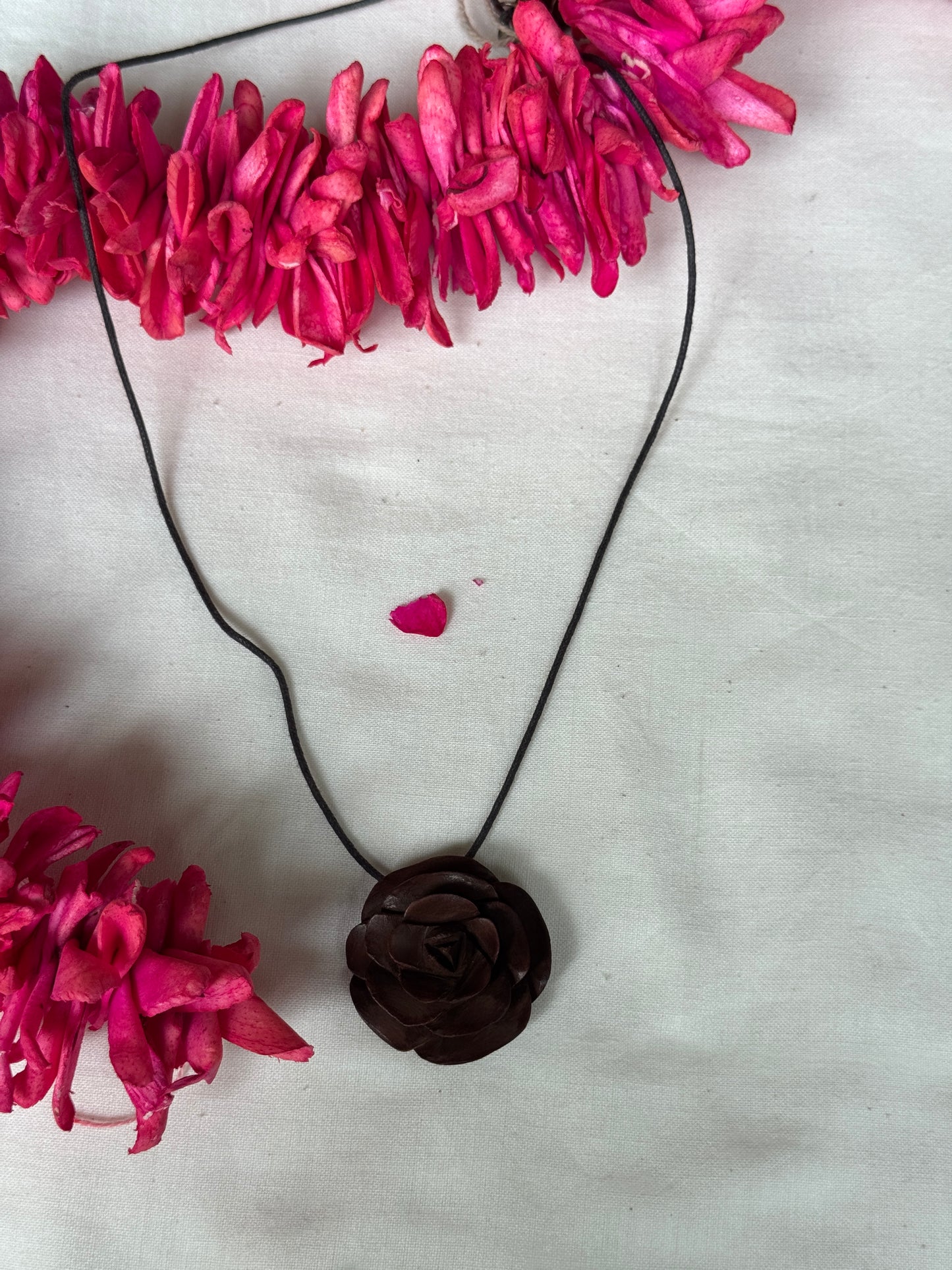 Rose pendant - Hand made flower pendant in solid wood - click to see color options