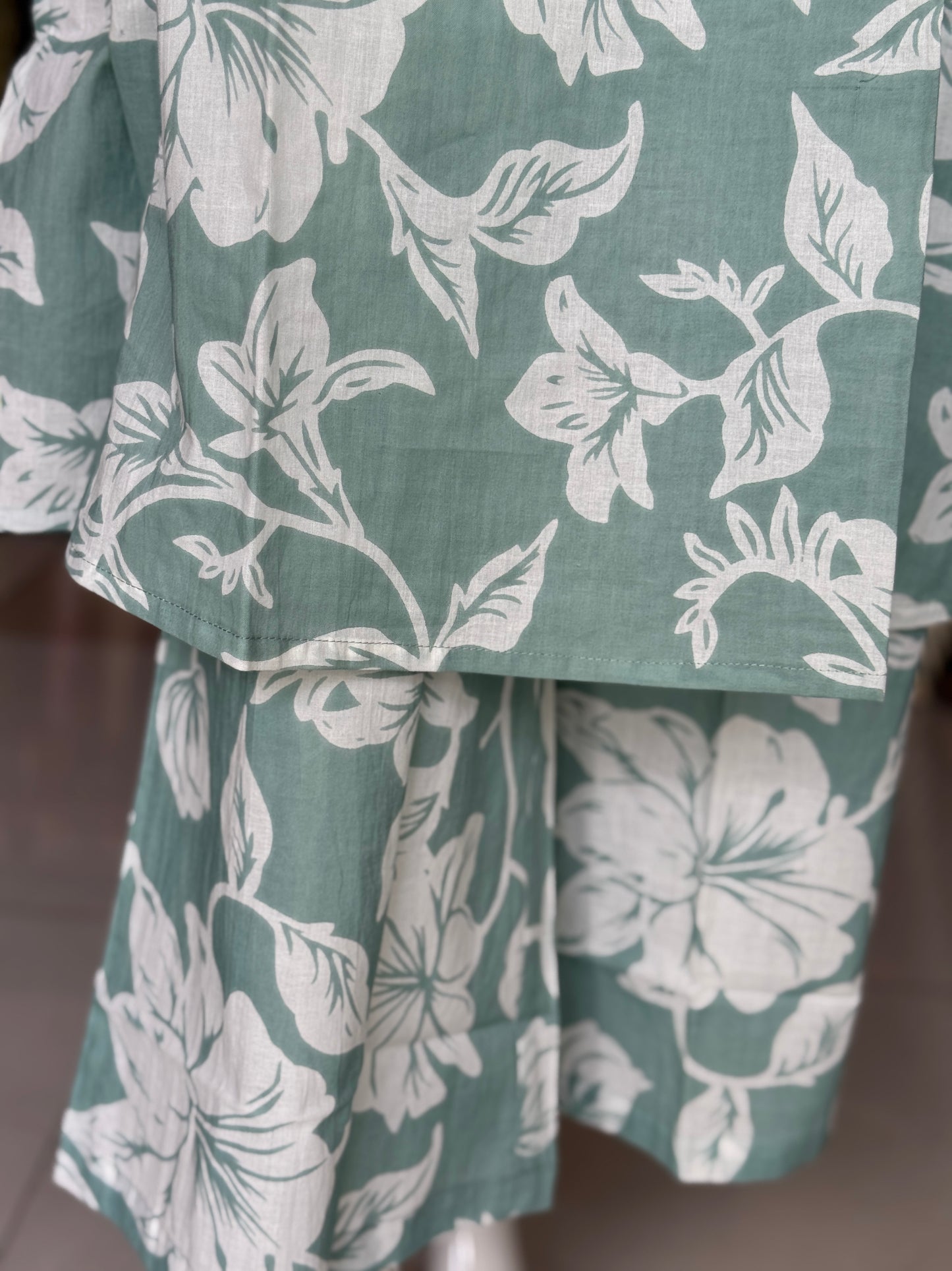 Floral print sleeveless cotton kurti, flared pants - coord set , 2 piece - multiple colors options