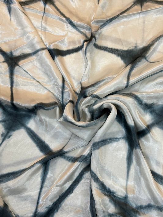 White and grey soft modal tie n dye fabric