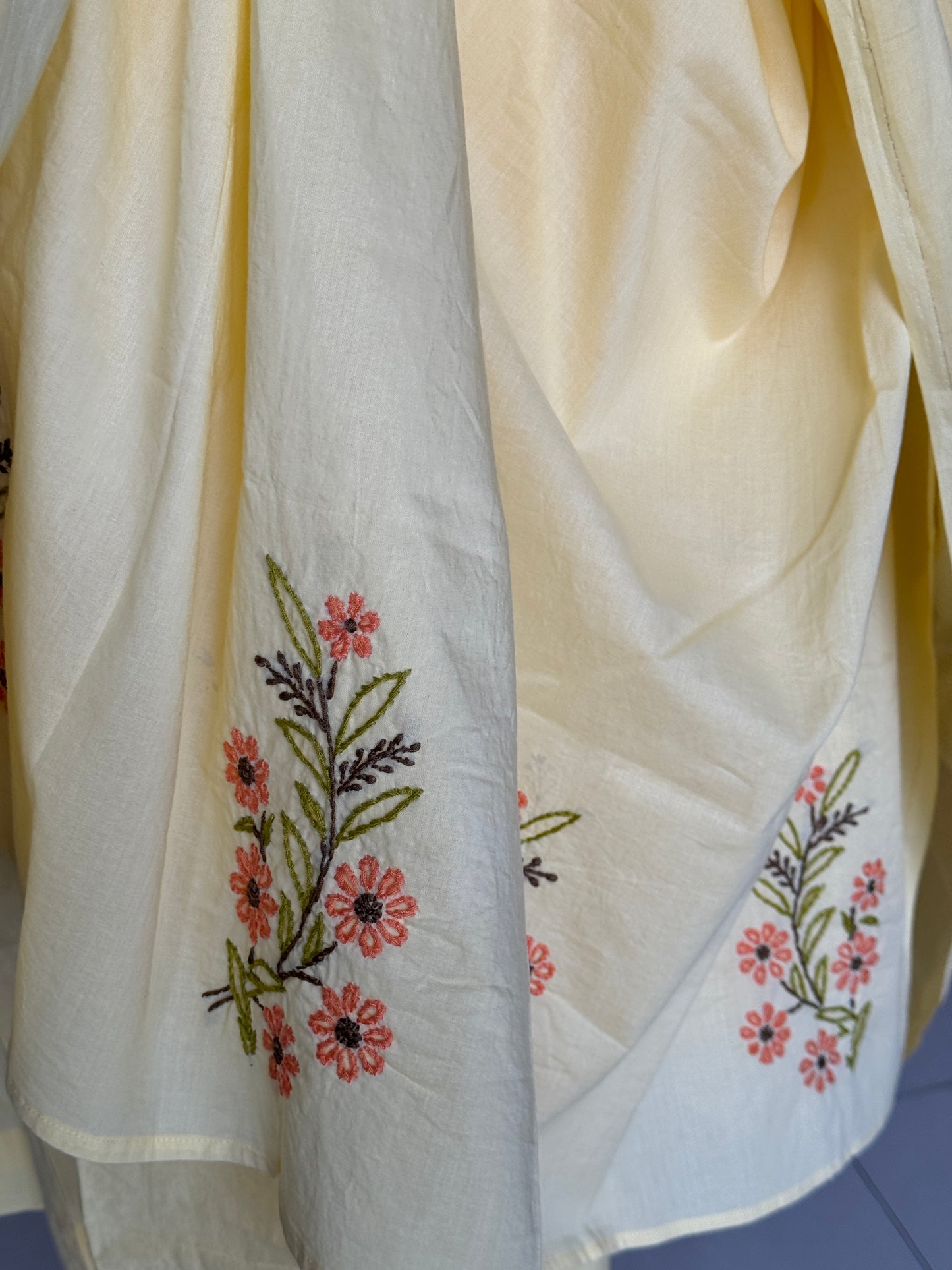 Hand embroidered empire line / Alia cut cotton 3 piece suit set - colour options available