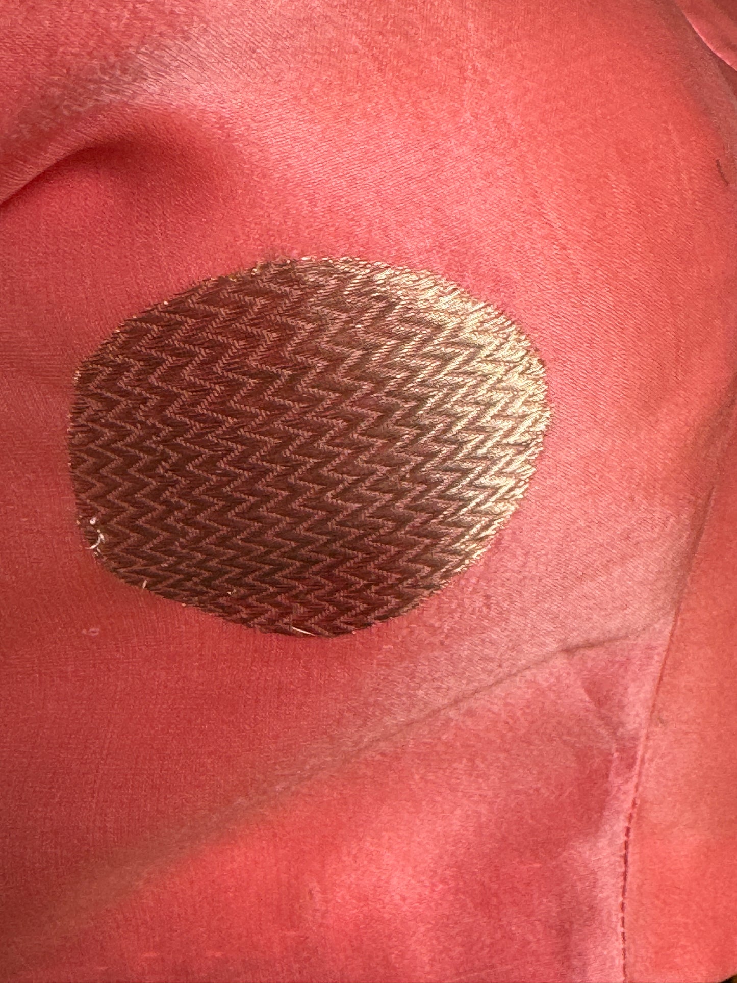 Peach pure silk organza handwoven blouse with gold circle motifs