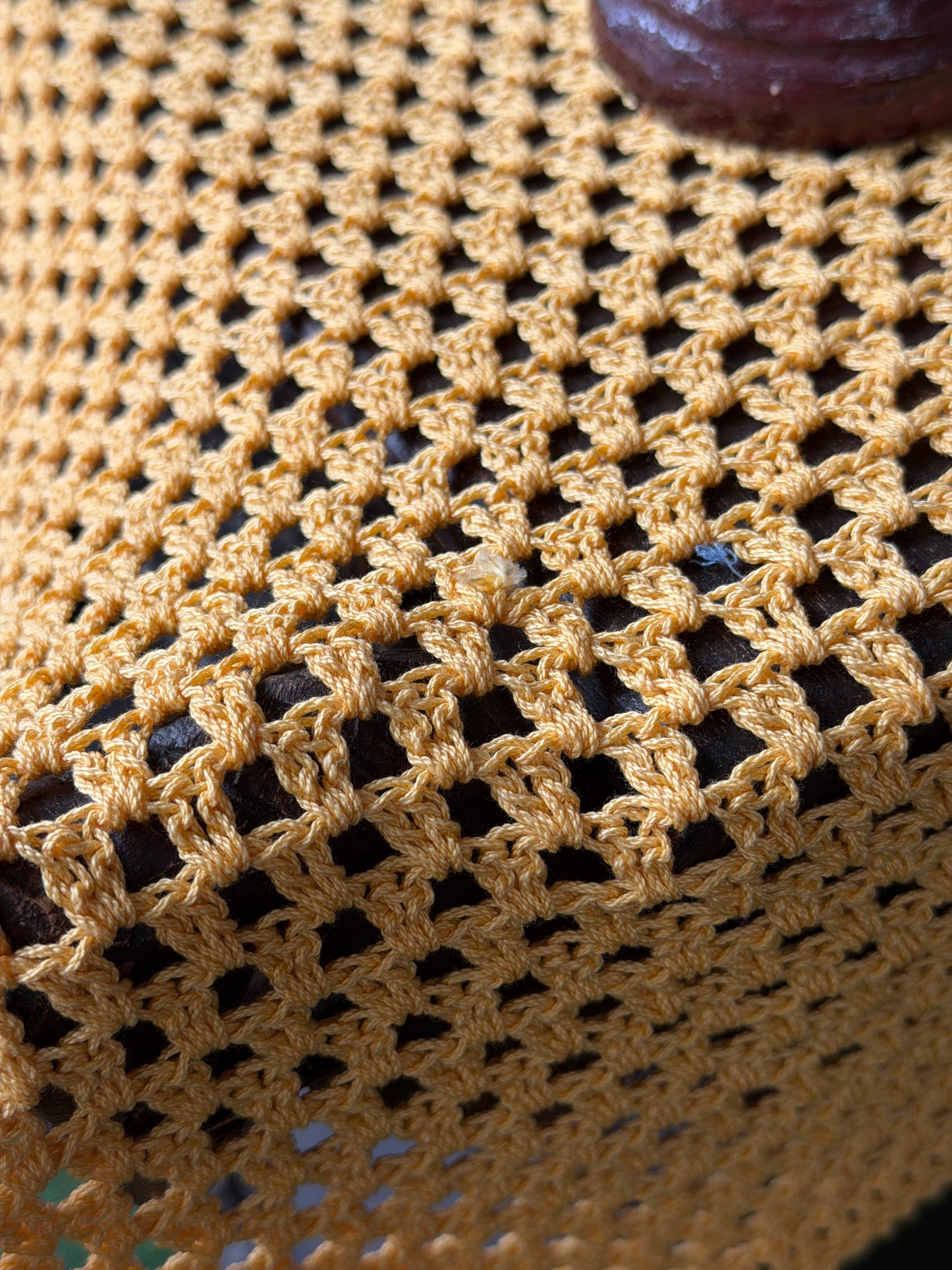 Yellow Crochet rectangular teapoy table cover 30 x 24 inches - hand crocheted with cotton yarn - multiple sizes available