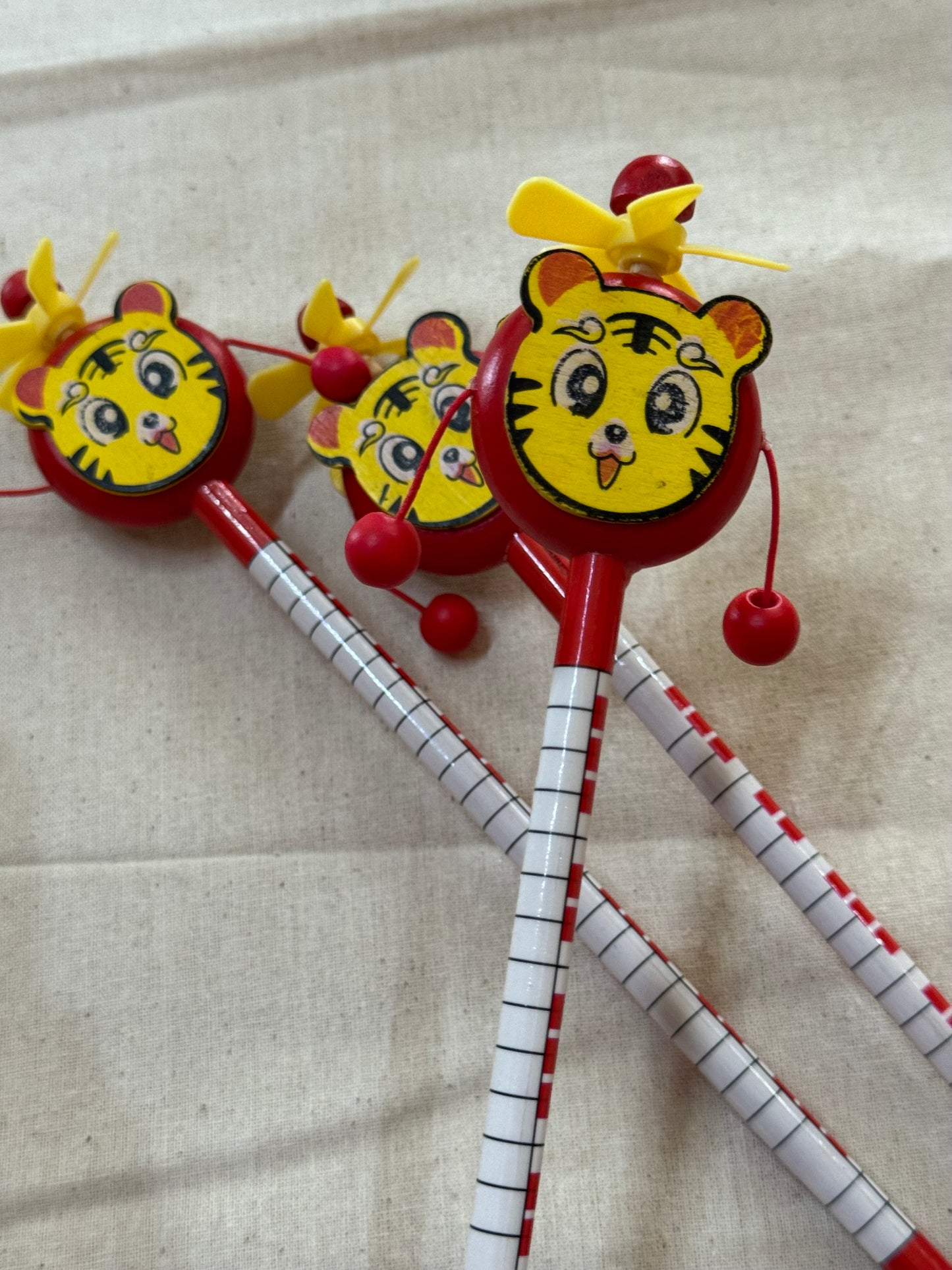 Cute Pencils with wooden animal spring top with fan