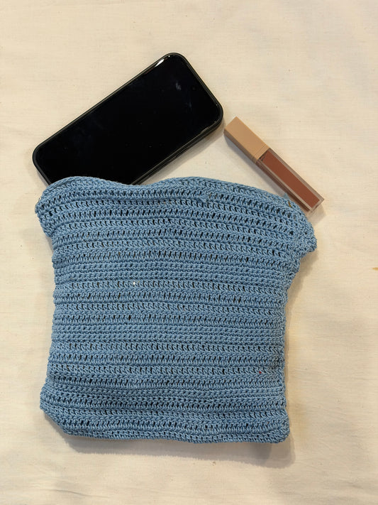 Zippered crochet pouch - handcrafted - color options available