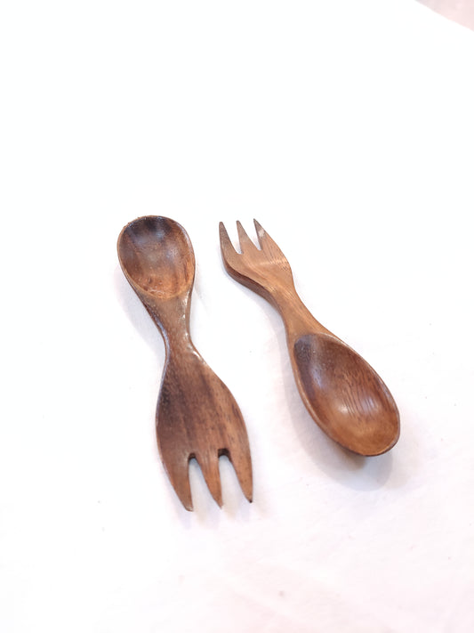 Wood spork - spoon cum fork