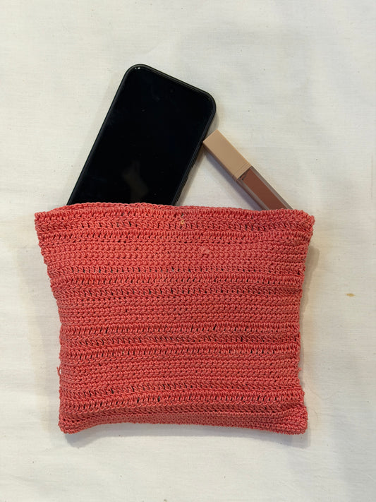 Buttoned crochet pouch - handcrafted - color options available