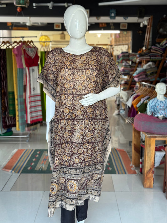Kalamkari kaftan kurti - soft cotton with hand block prints - designs n colors options available