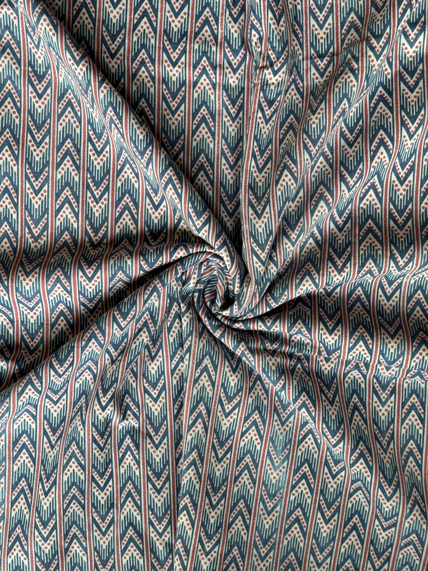 Handwoven, natural dyed screen printed cotton fabric - design options available
