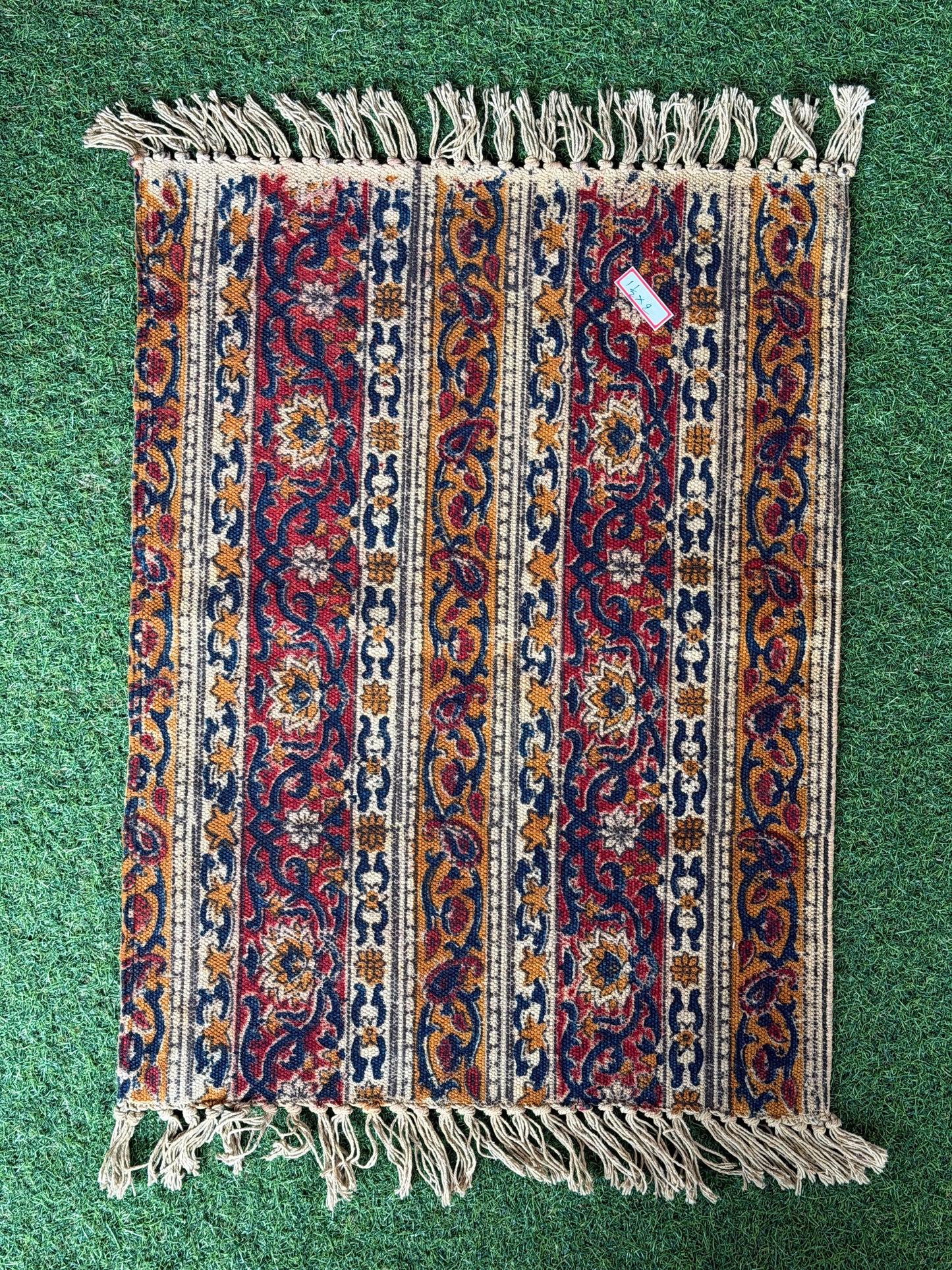 1.5 x 2 feet cotton Kalamkari hand block printed mat