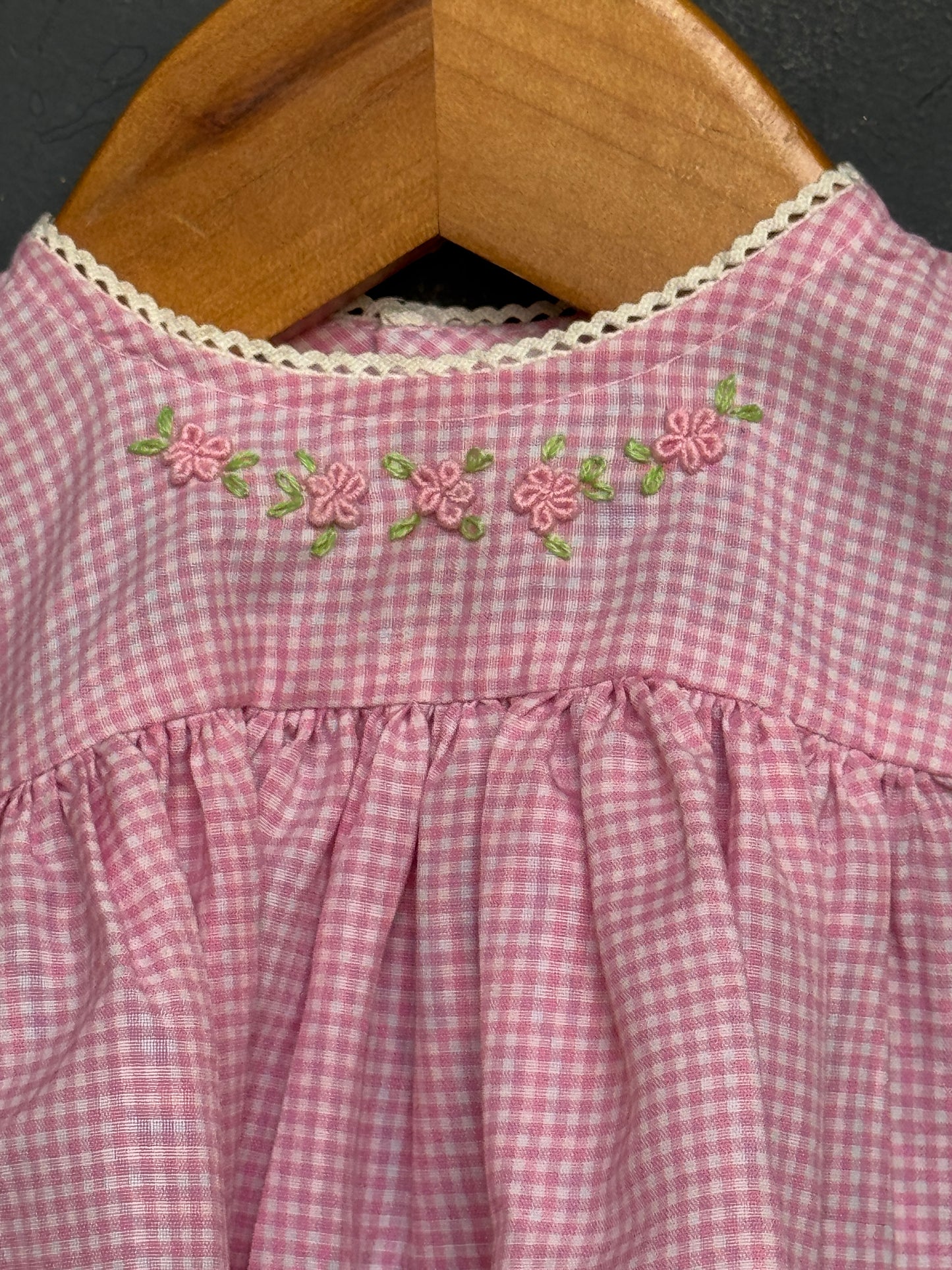 Checkered hand embroidered cotton frill sleeves frock - colors n sizes available