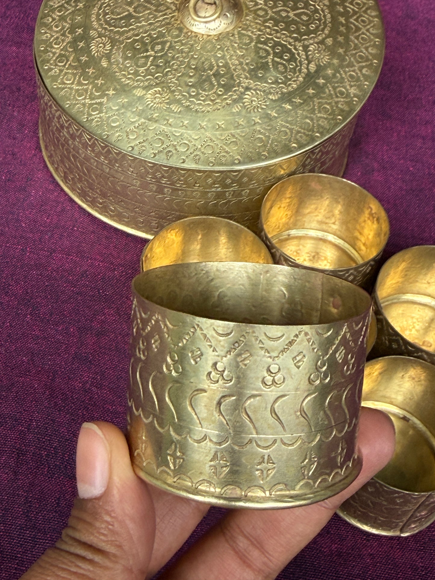 Brass spice box - 6 jars, handcrafted