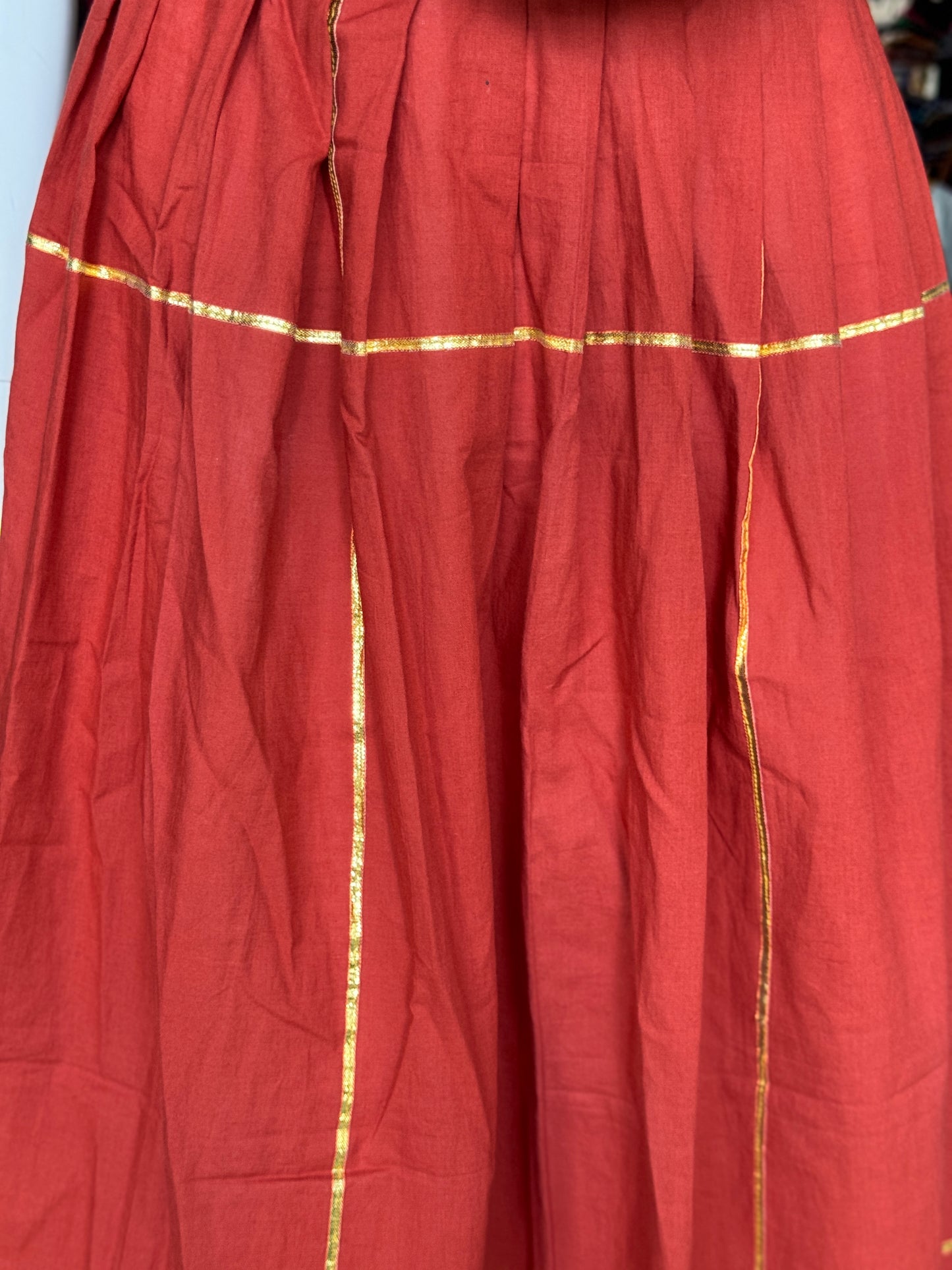 Maroon cotton gota skirt