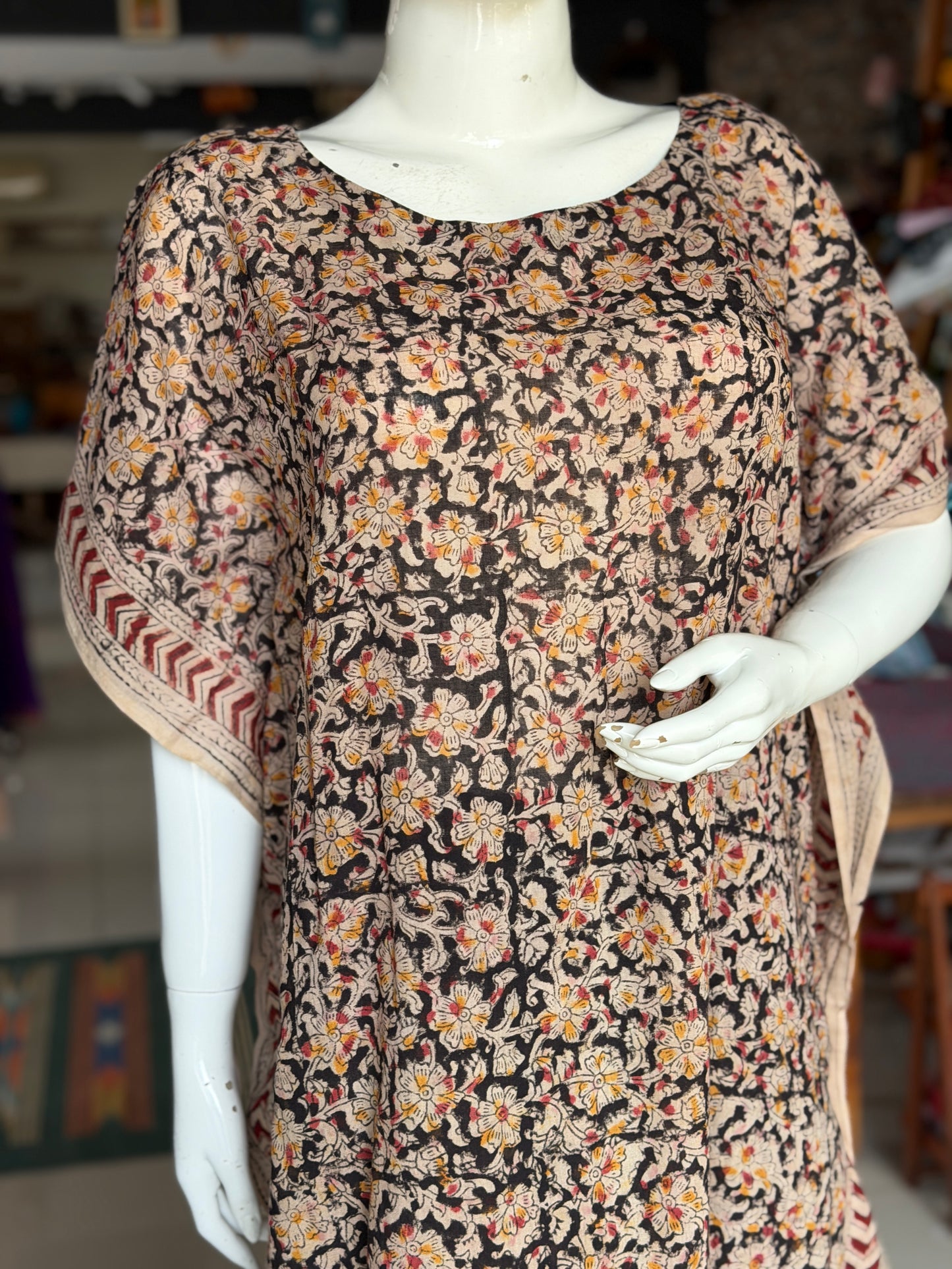 Kalamkari kaftan kurti - soft cotton with hand block prints - designs n colors options available