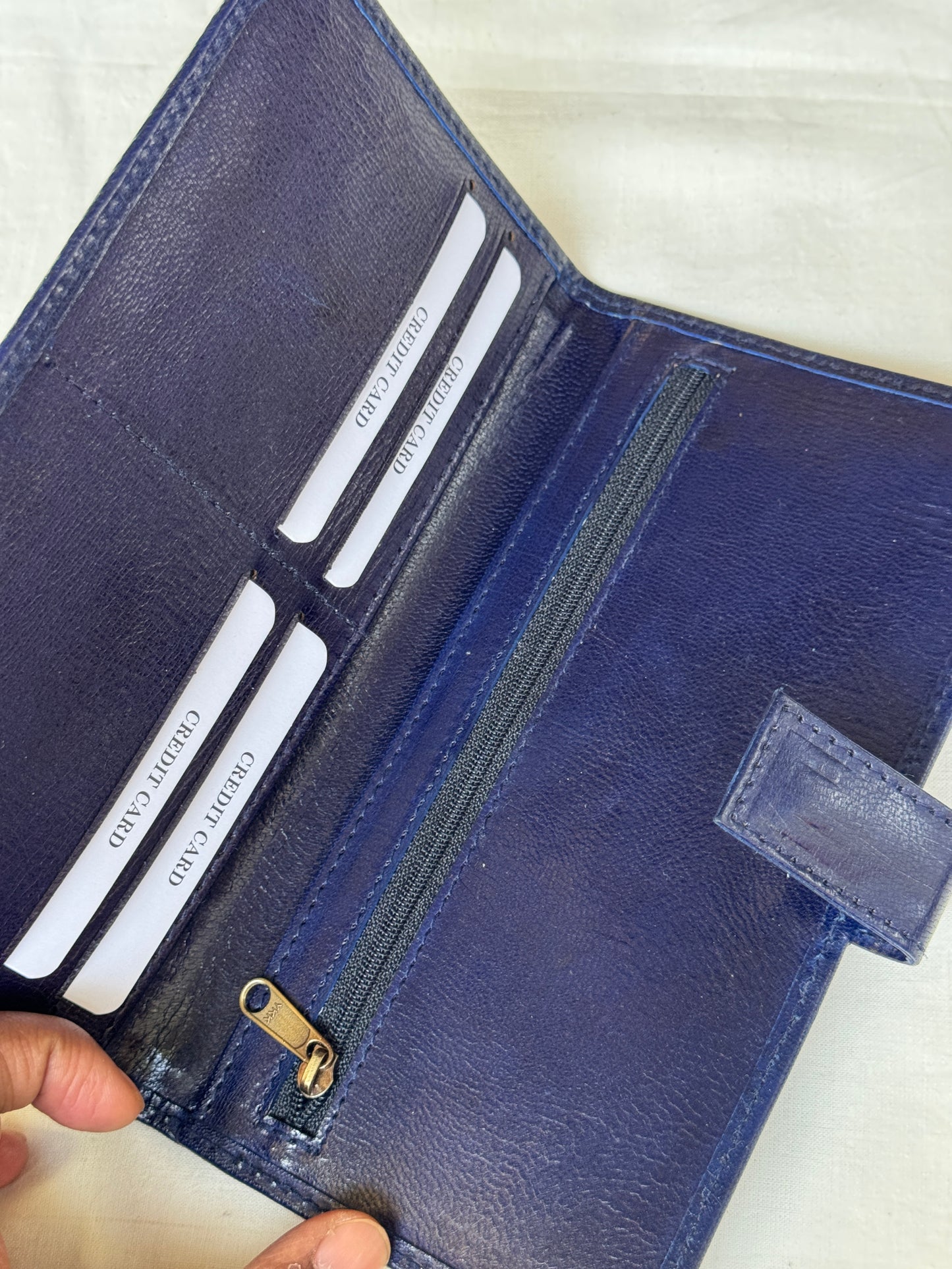 Fabric and leather based hand crafted ladies wallet