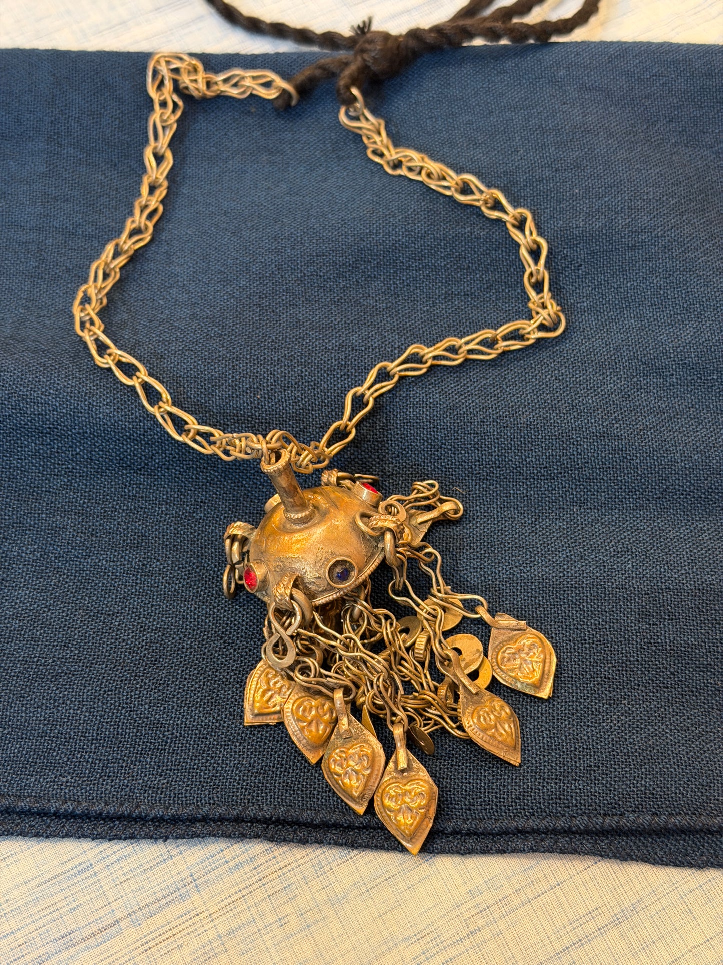 3D half sphere pendant n chain drops with big links chain handcrafted necklace