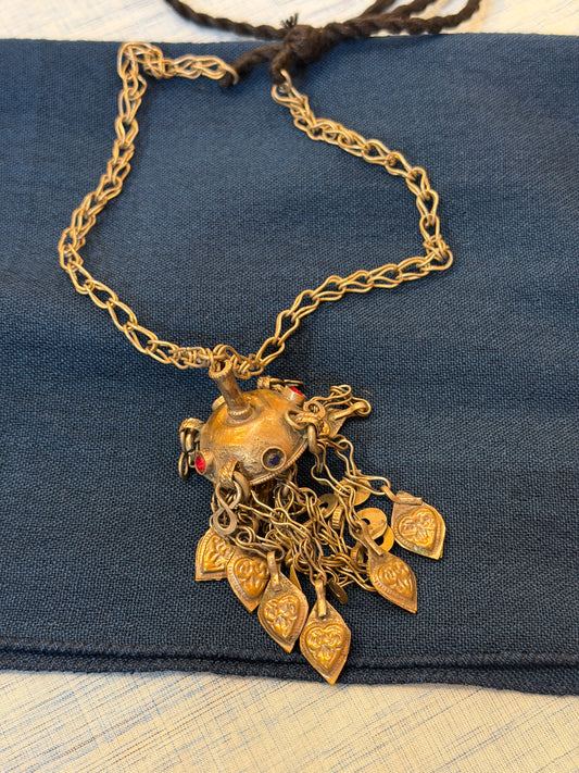 3D half sphere pendant n chain drops with big links chain handcrafted necklace