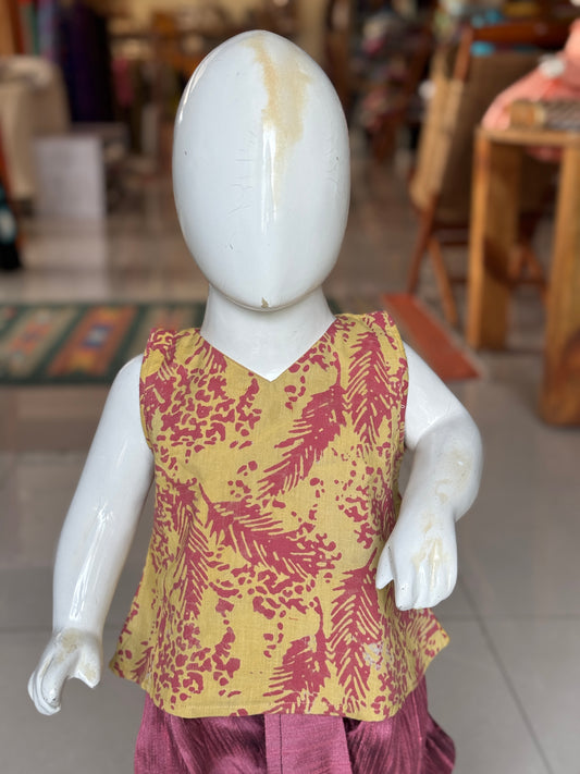 Yellow batik cotton toddler / baby girls top