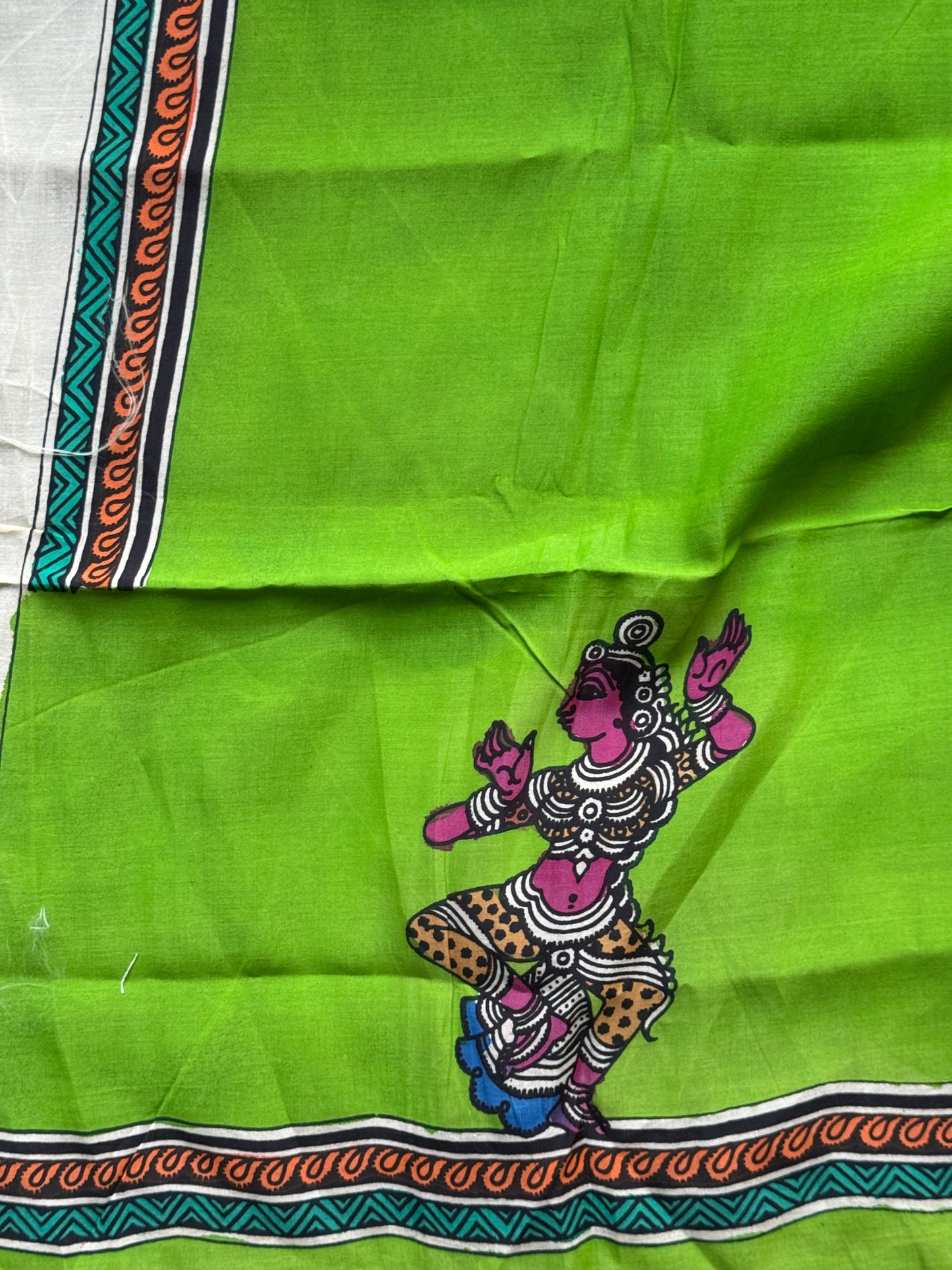 Silk Pen Kalamkari handpainted unstitched blouse piece with border - multiple designs n colors available