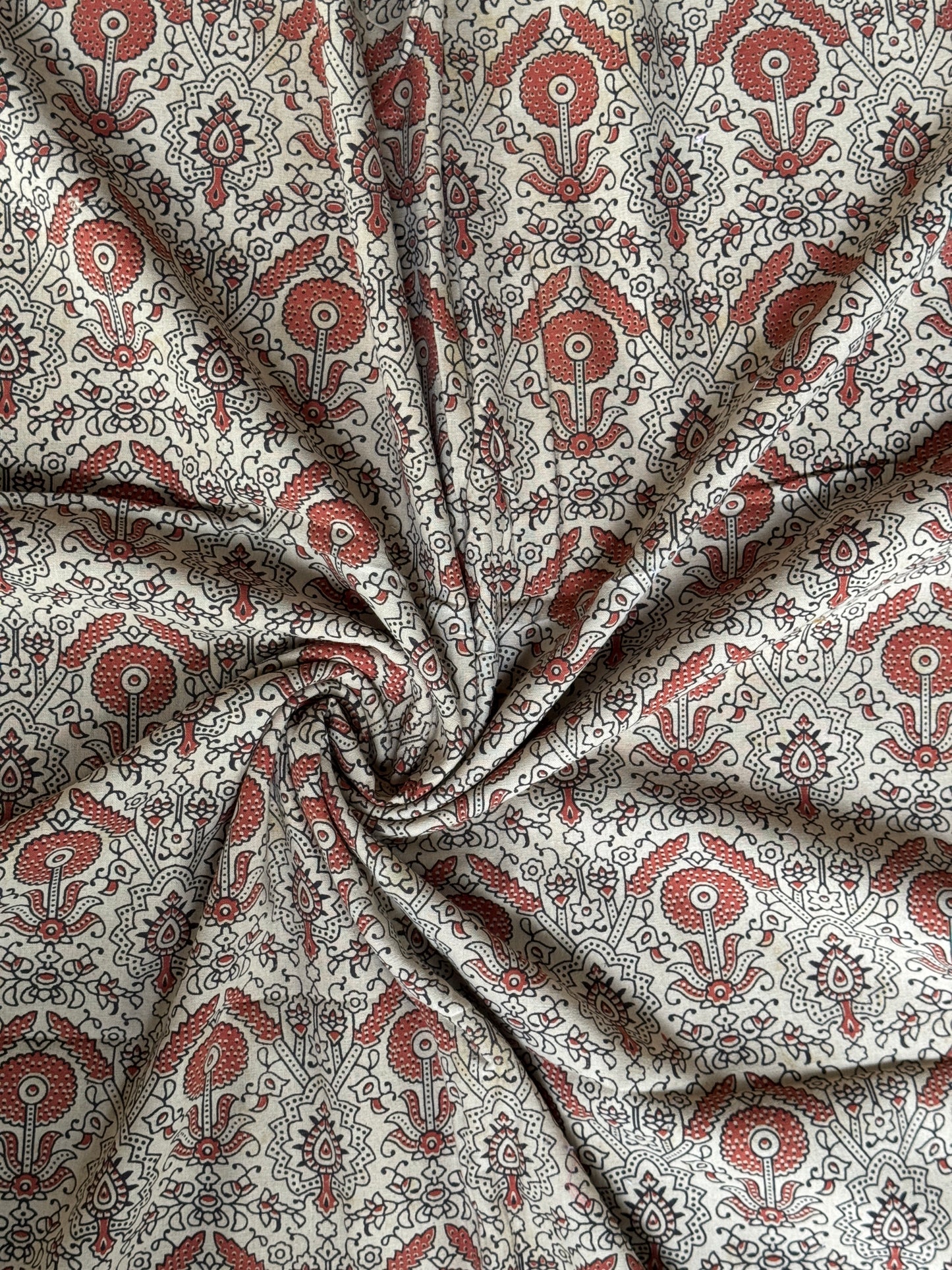 Handwoven, natural dyed screen printed cotton fabric - design options available