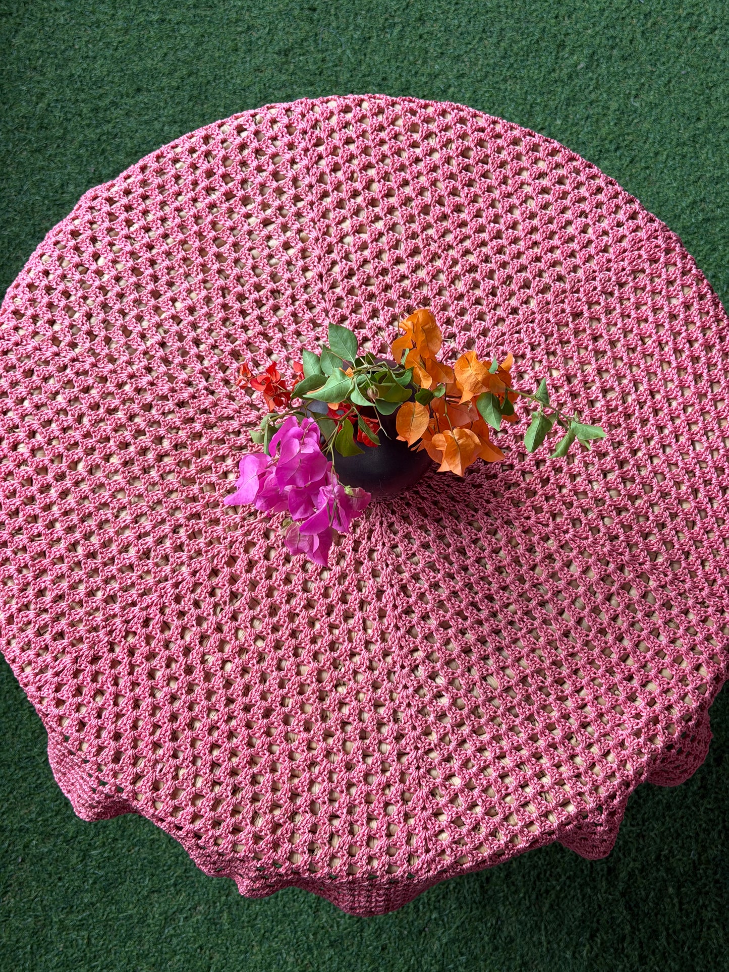 Hexagonal 30 x 30 Hand Crochet center table cover - cotton yarn - colors available