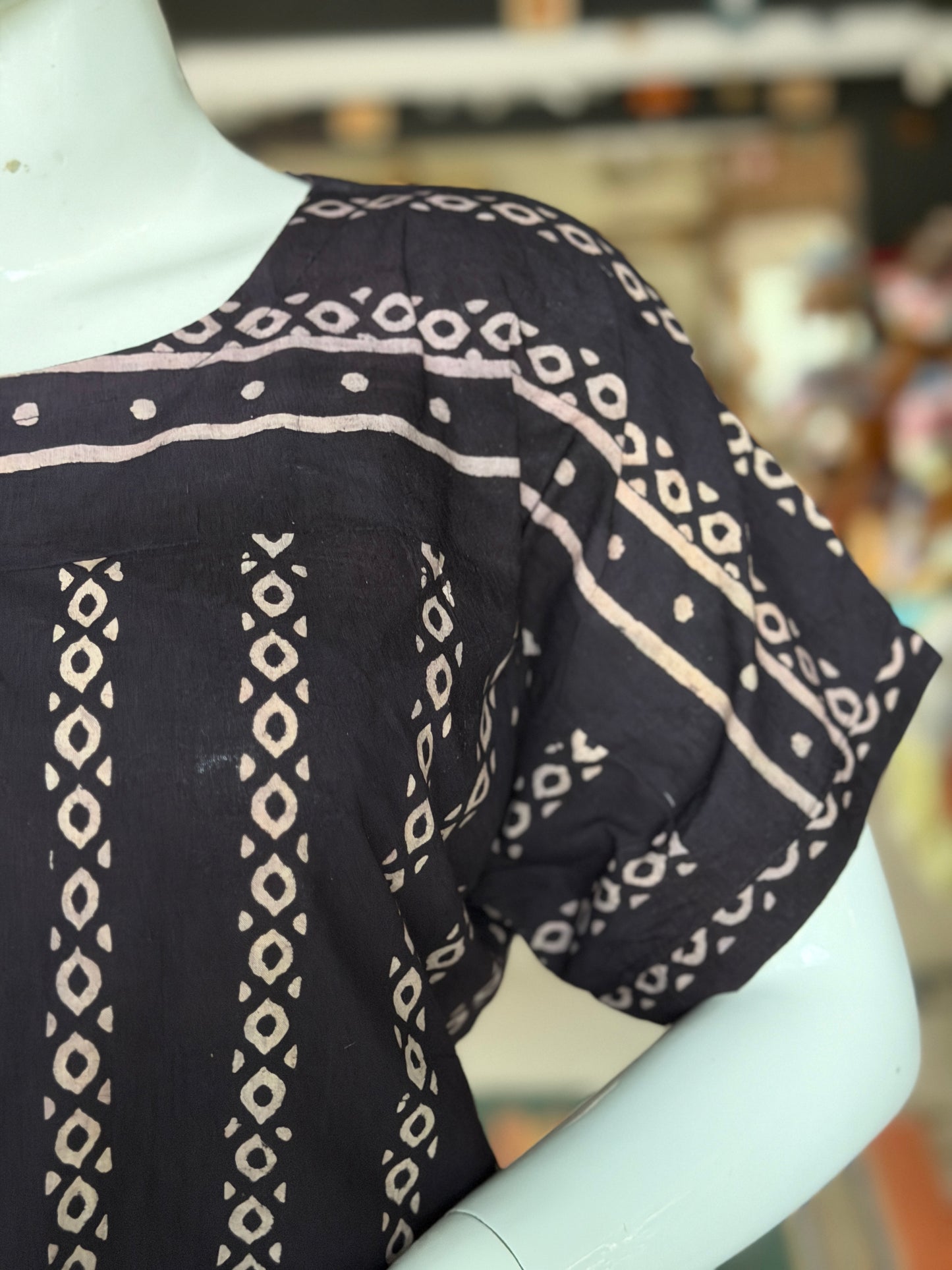 Black cotton coord set of skirt n top - Ajrakh hand block prints