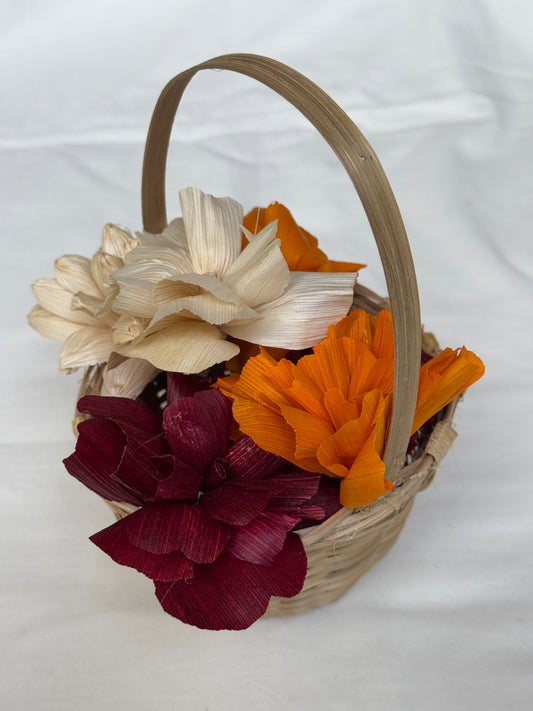 Flower basket - handcrafted using natural corn husk