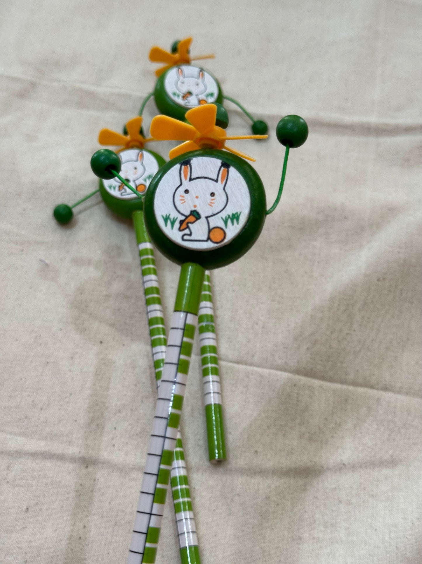 Cute Pencils with wooden animal spring top with fan