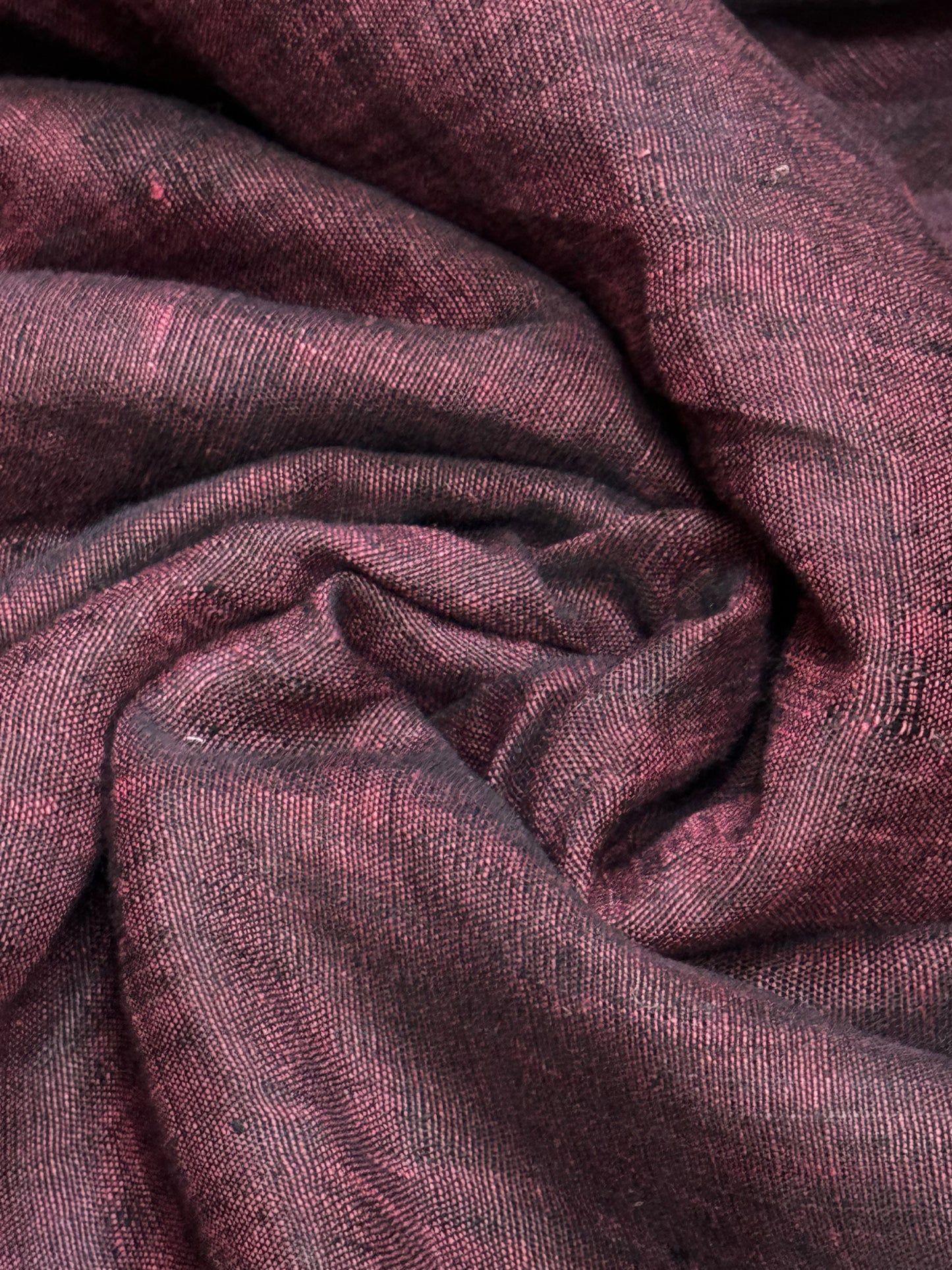 Maroon handwoven linen fabric