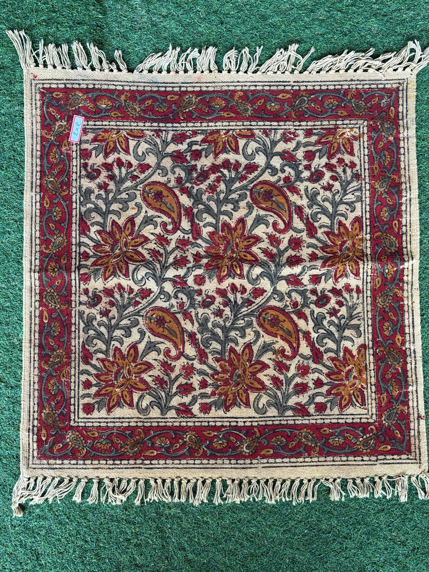 2 x 2 feet cotton Kalamkari hand block printed mat