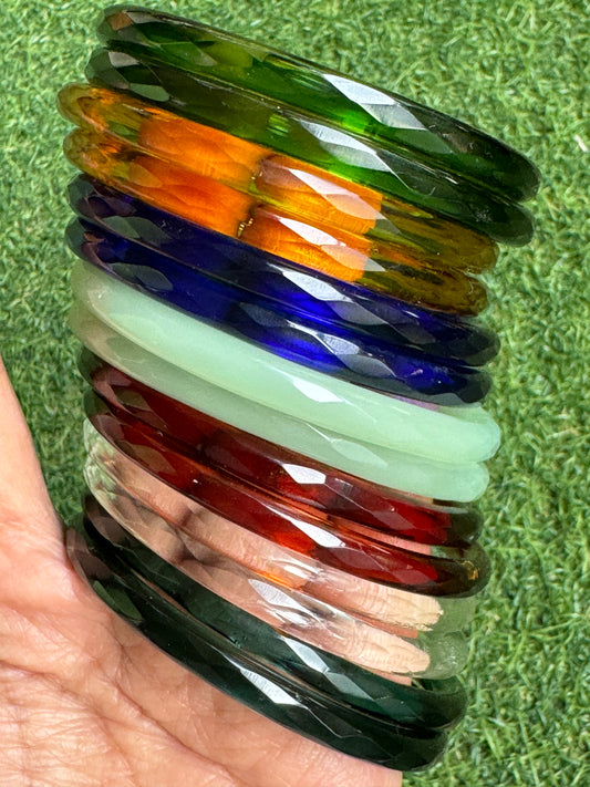 Cut work glass handcrafted bangle - single