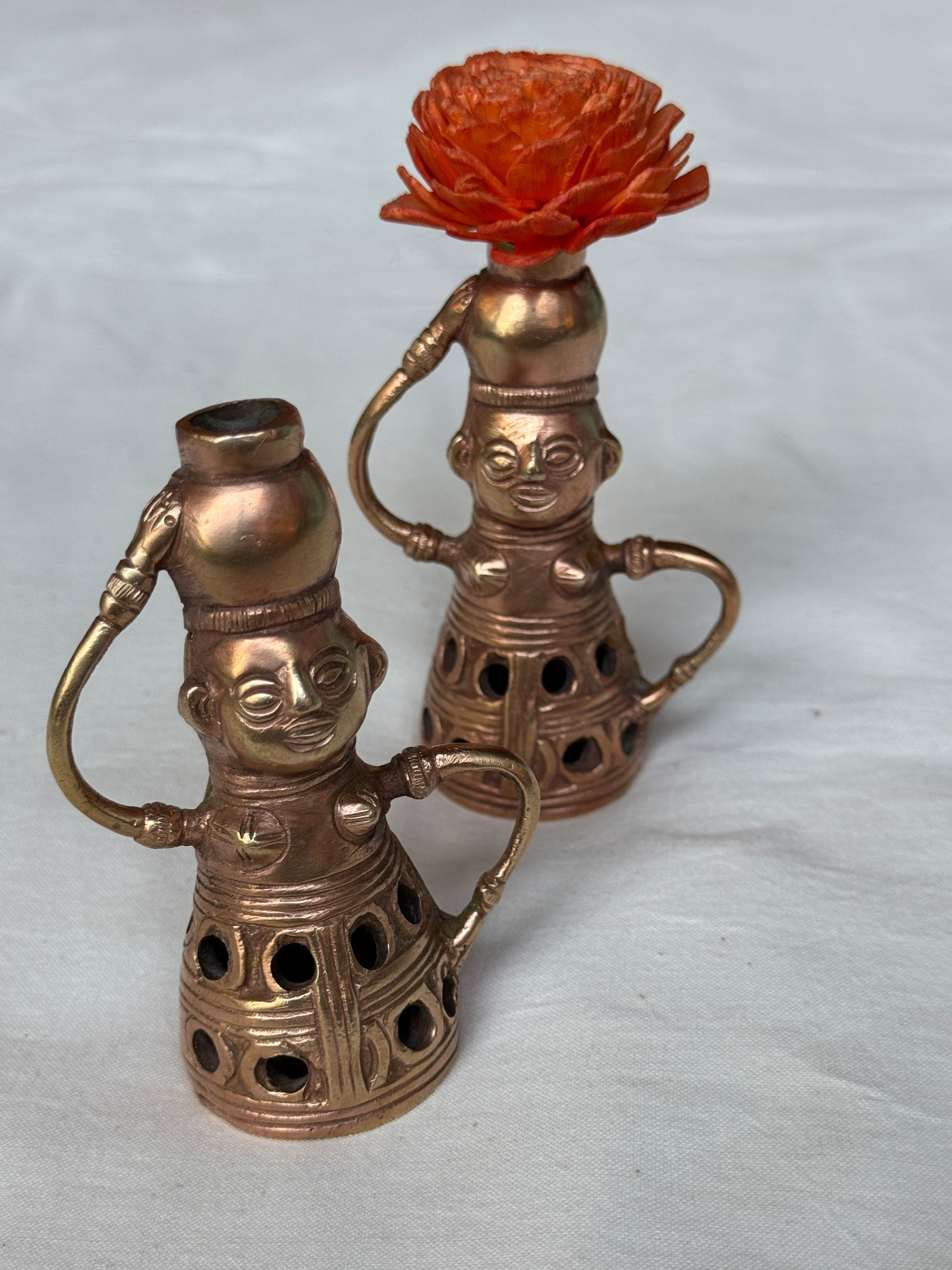 Pot holding organizer lady - Brass pen / agarbatti stand / vase / organizer