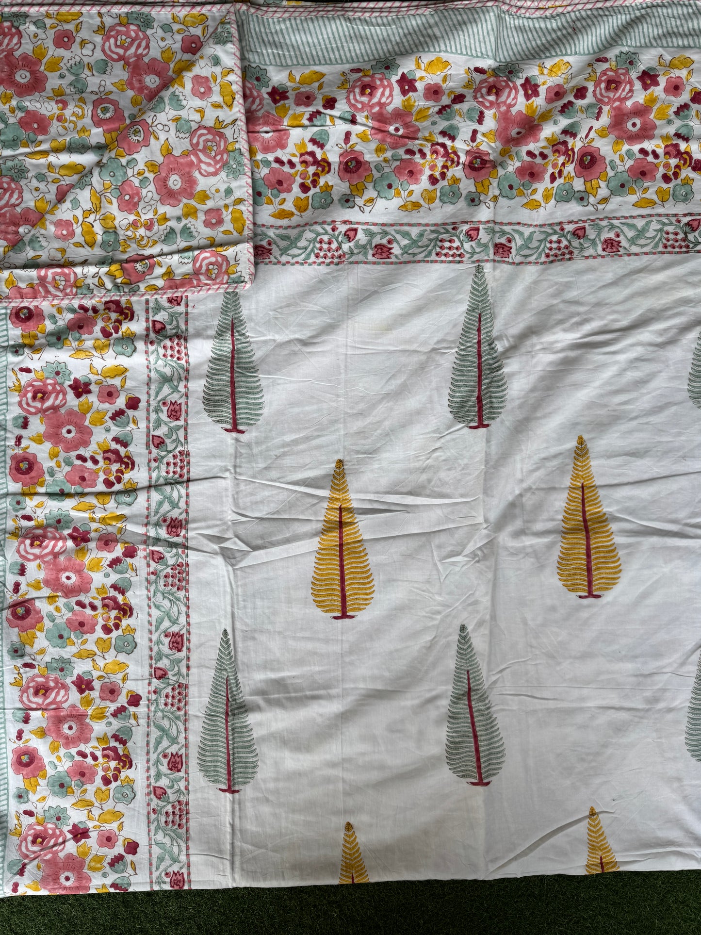 Comforter - cotton hand block printed king size reversible - multiple designs available