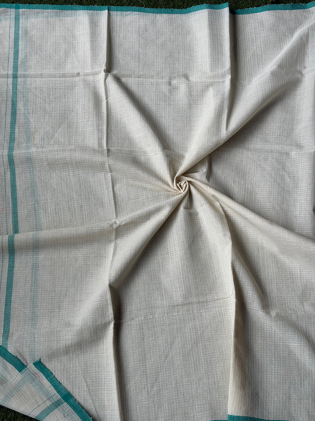 Off white hand woven cotton doria lungi (unstitched) for men