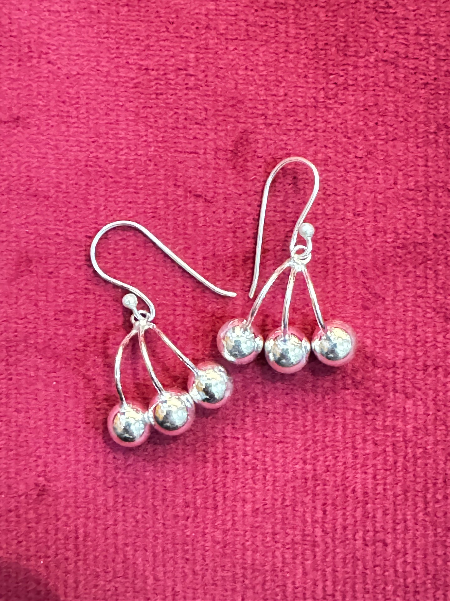 3 balls drop hooks earrings in 92.5 sterling silver