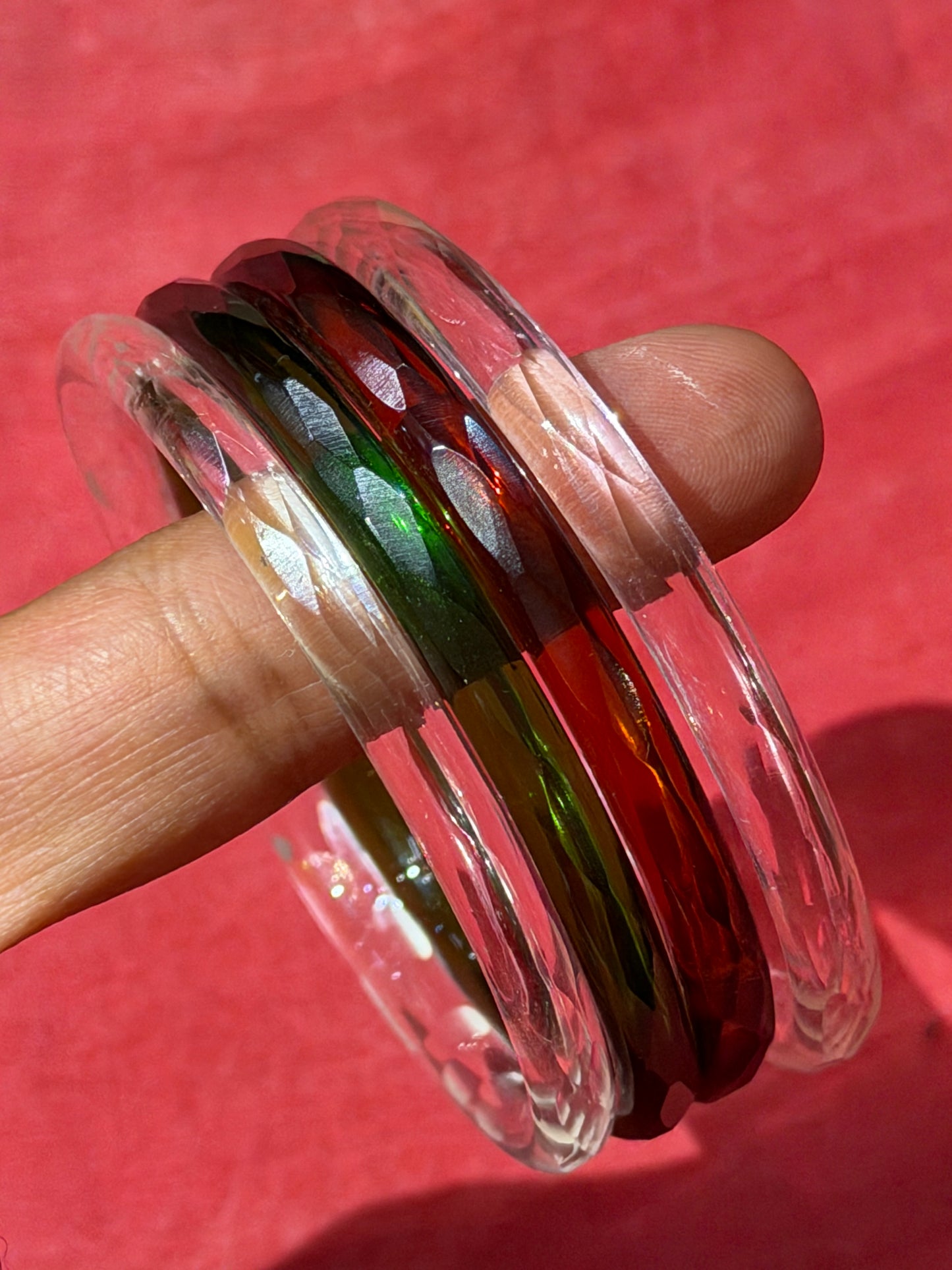 Cut work glass handcrafted bangle - single