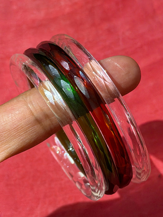 Cut work glass handcrafted bangle - single