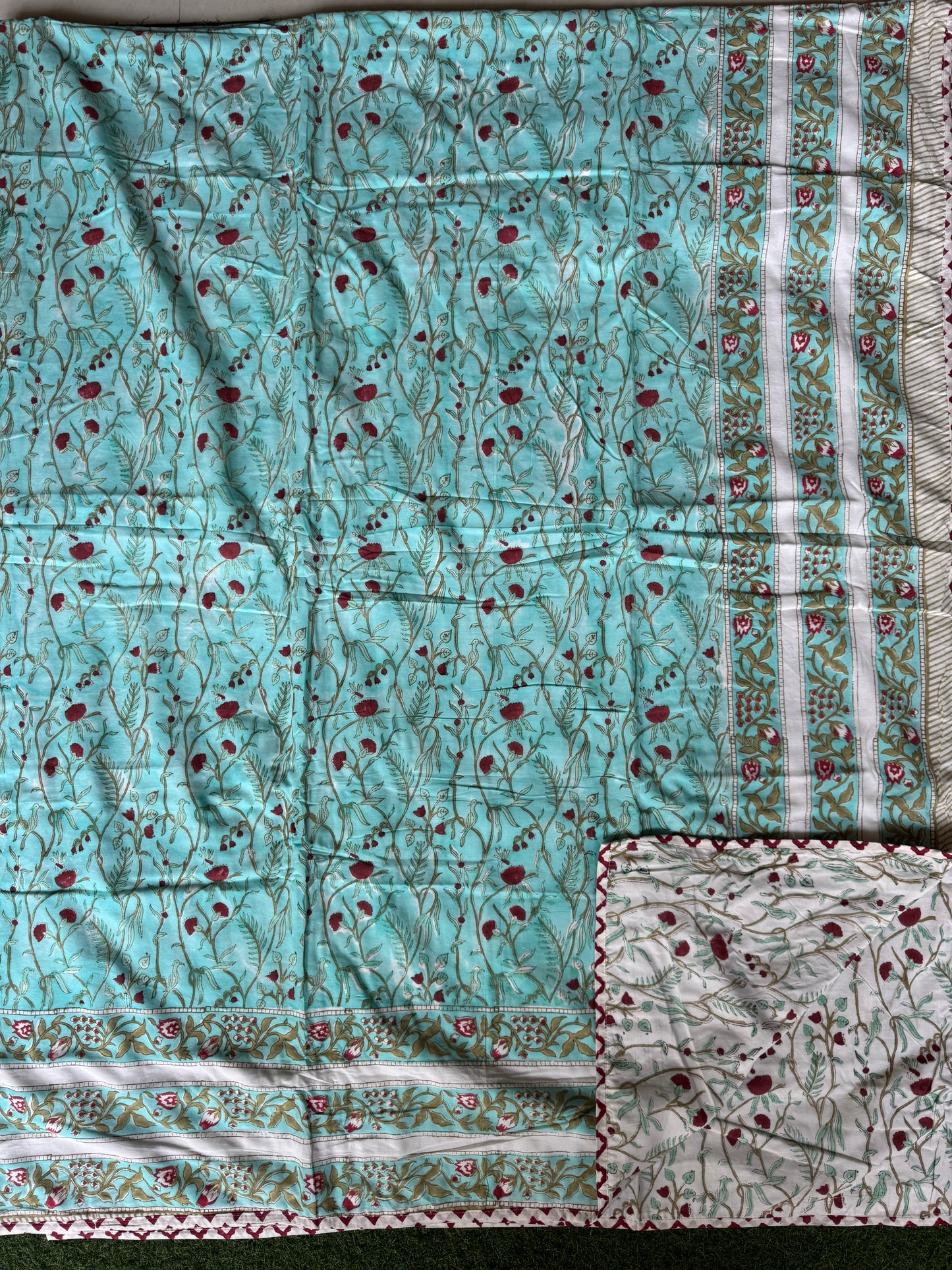 Comforter - cotton hand block printed king size reversible - multiple designs available