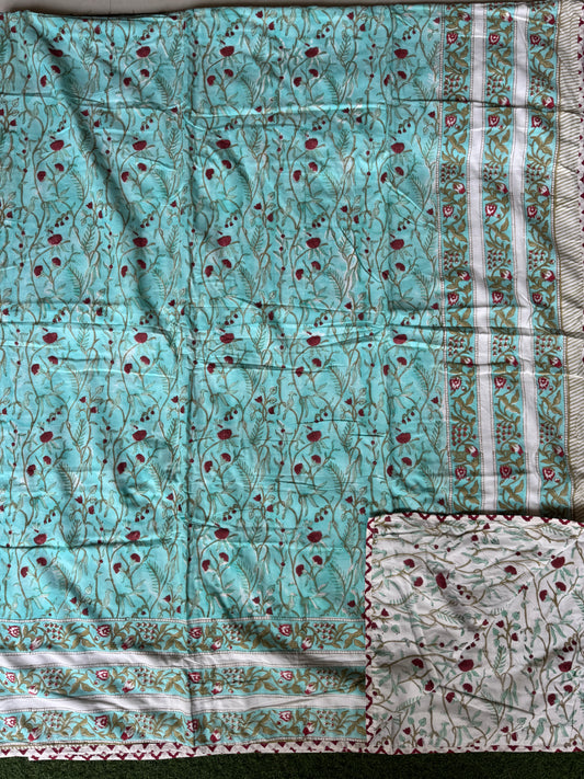 Comforter - cotton hand block printed king size reversible - multiple designs available