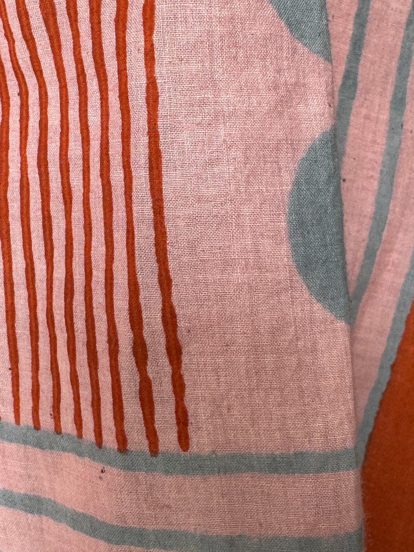 Pink and blue stripes a-line short kurti - hand spun, hand woven, hand block printed cotton