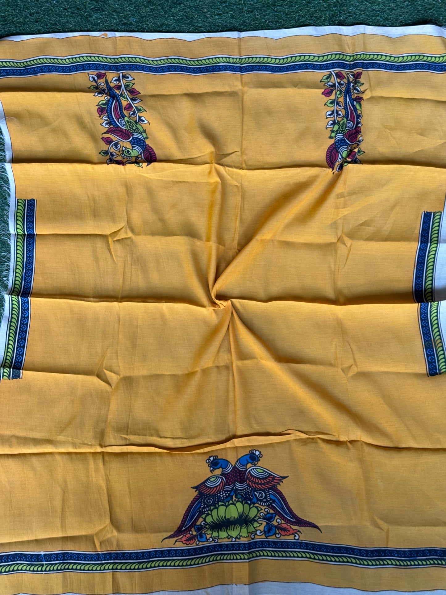 Silk Pen Kalamkari handpainted unstitched blouse piece with border - multiple designs n colors available